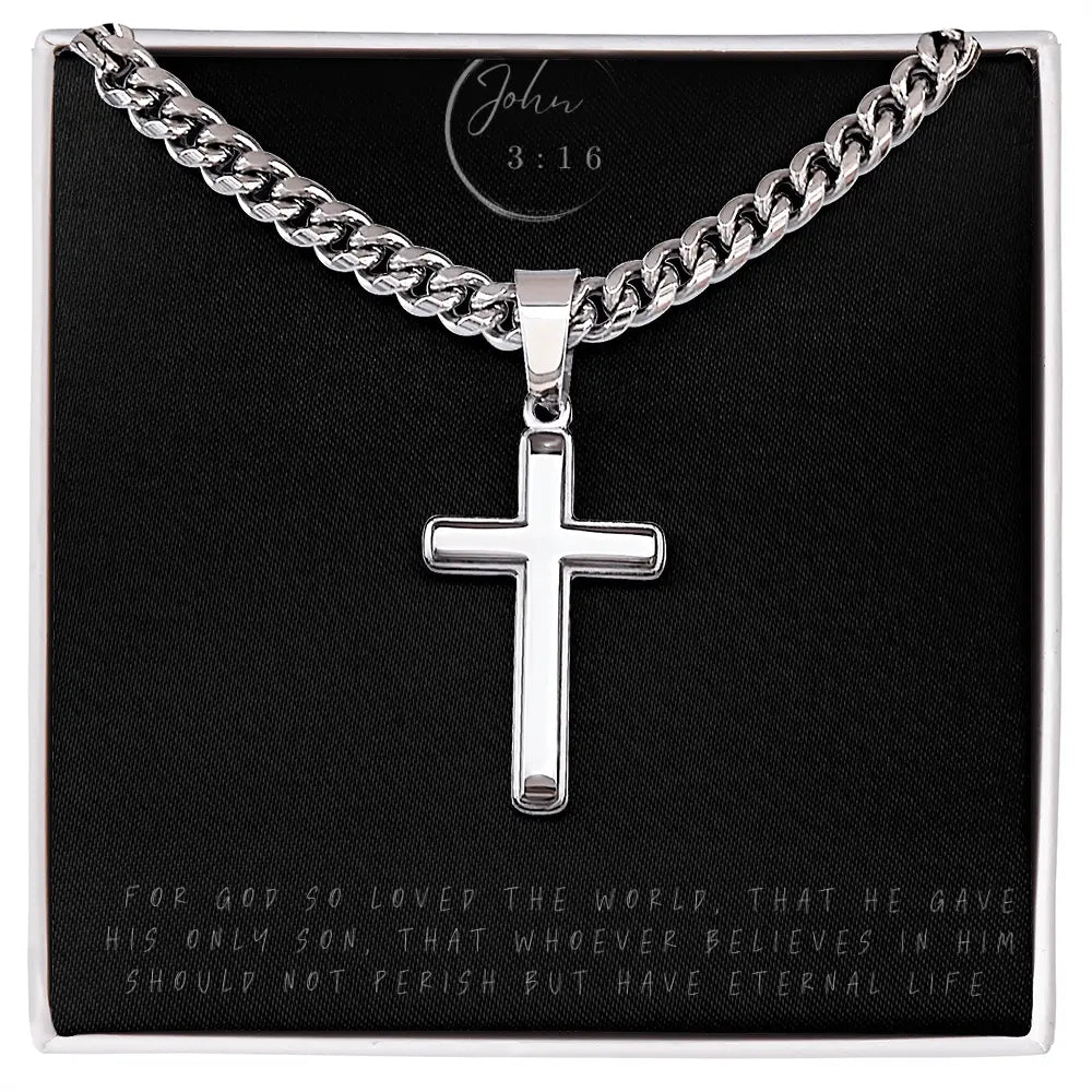 The Redeemer Chain – Cuban Link Chain with Artisan Cross ShineOn Fulfillment