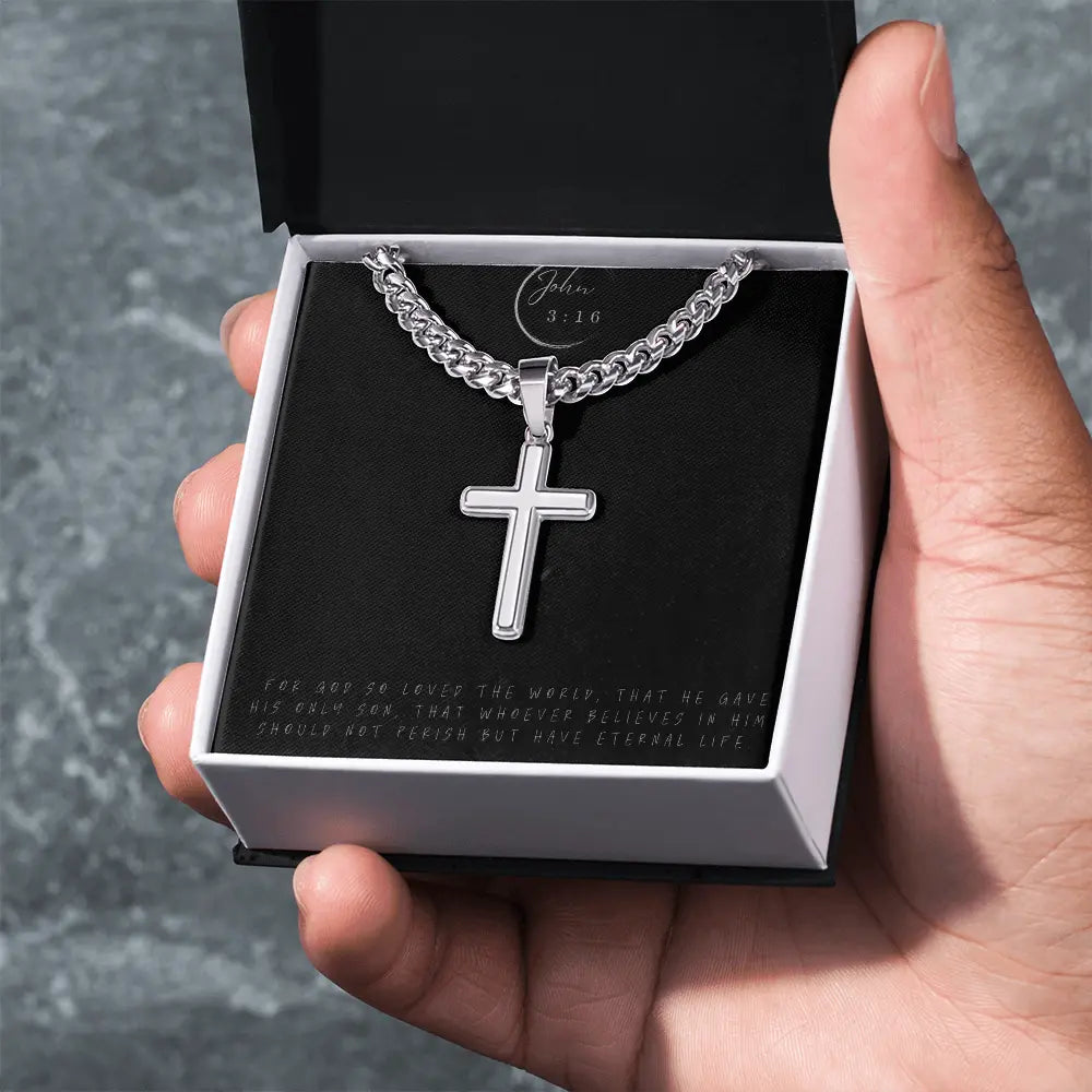 The Redeemer Chain – Cuban Link Chain with Artisan Cross ShineOn Fulfillment