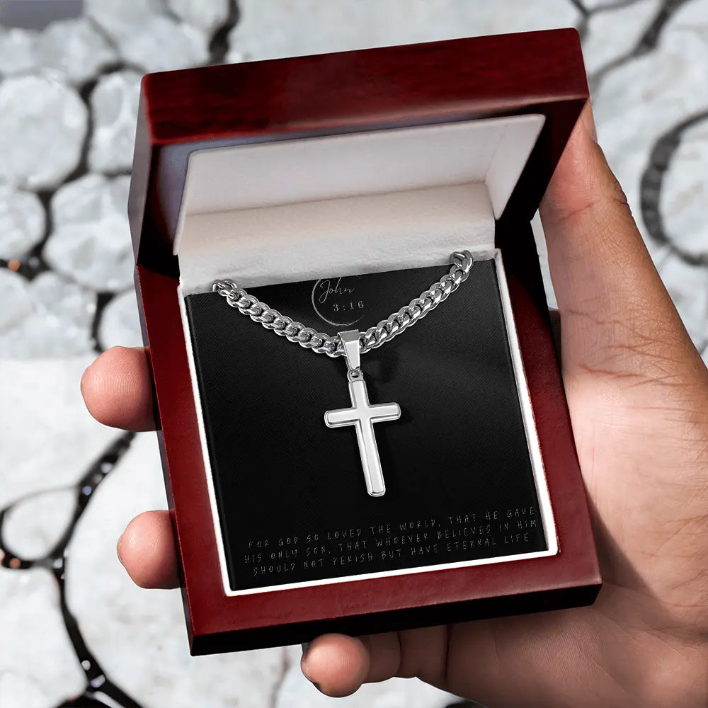 The Redeemer Chain – Cuban Link Chain with Artisan Cross ShineOn Fulfillment