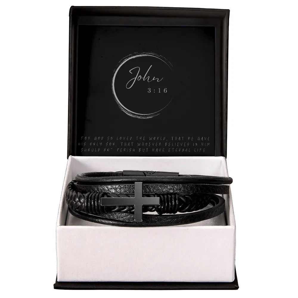 The Disciple Band – Men's Cross & Leather Bracelet ShineOn Fulfillment