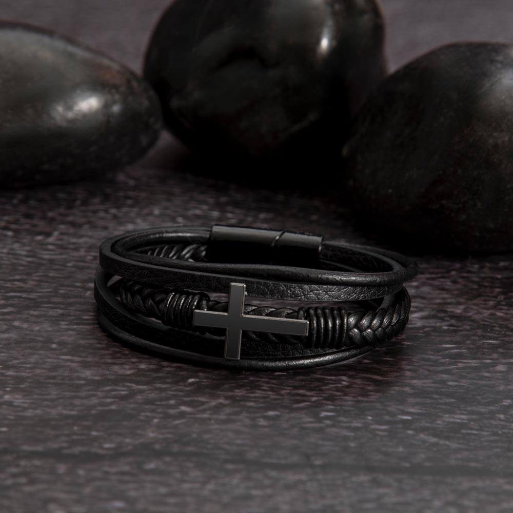The Disciple Band – Men's Cross & Leather Bracelet