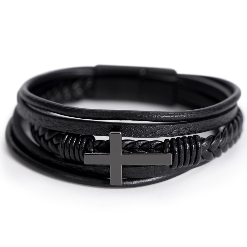 The Disciple Band – Men's Cross & Leather Bracelet