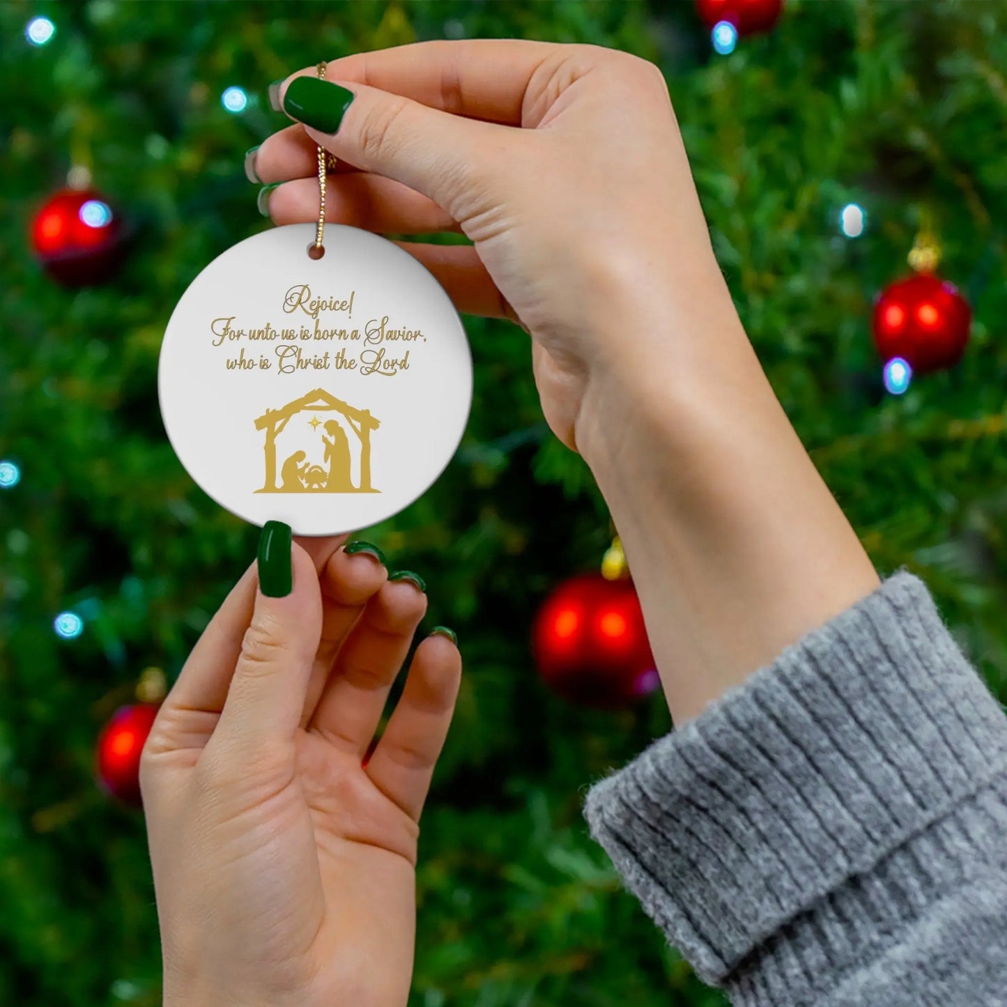 Nativity Ornament, Jesus Ornament, Christian tree Ornament, Joy to the world, Religious Ornaments, Christmas Tree Ornament Gift, Baby Jesus