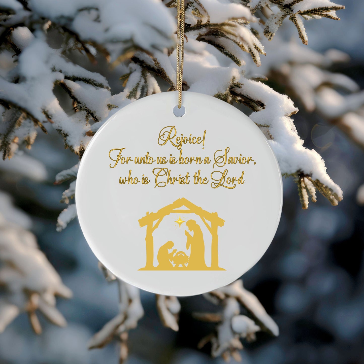 Nativity Ornament, Jesus Ornament, Christian tree Ornament, Joy to the world, Religious Ornaments, Christmas Tree Ornament Gift, Baby Jesus