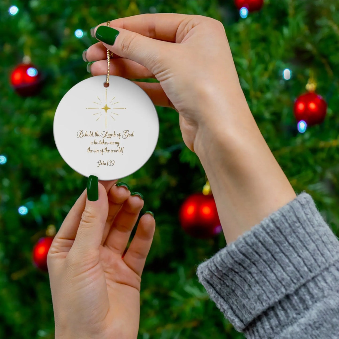 Nativity Christmas Ornament, christian Christmas ornament, Bible Verse Ornament, religious ornament, Luke 2, baby Jesus in manger ornament
