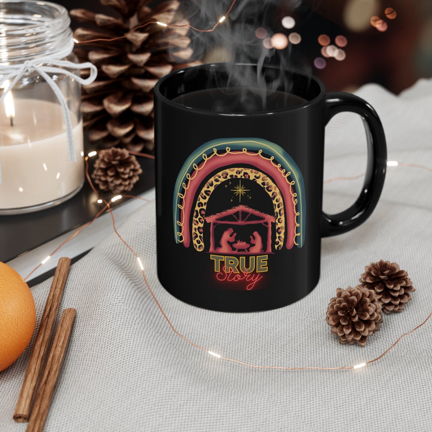 Christian Christmas Mug, Religious Christmas Mug, Christmas Nativity Mug, True Story Mug, Faith Based Christmas gift, Nativity scene gift