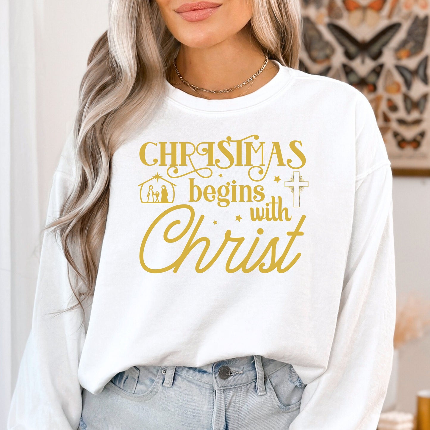 Comfort Colors Christmas Sweater, Christmas Jesus Nativity Shirt, Christian Christmas Sweatshirt, Christian Nativity Sweatshirt, Baby Jesus