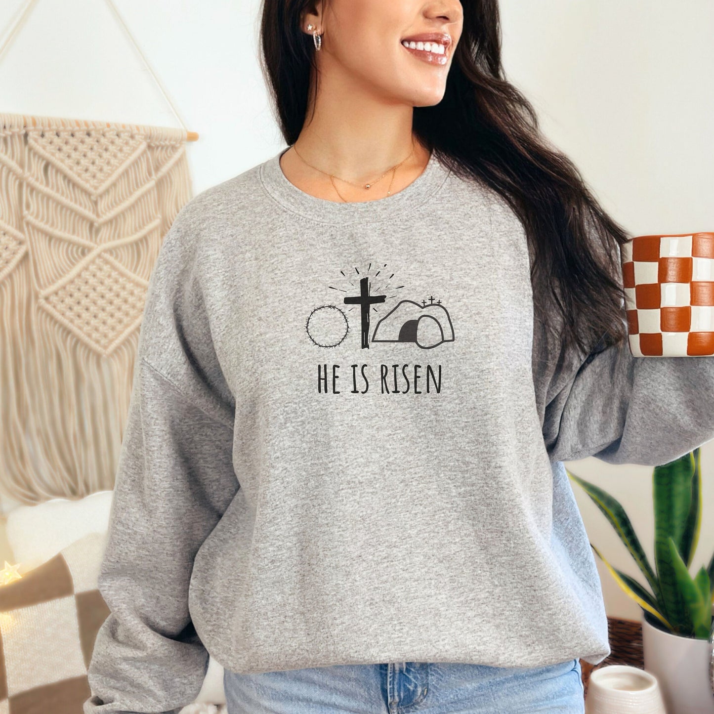 He is risen Easter sweatshirt, Resurrection christian apparel, Jesus Easter Shirt, He Is Risen Christian crewneck, Church clothes, Faith tee