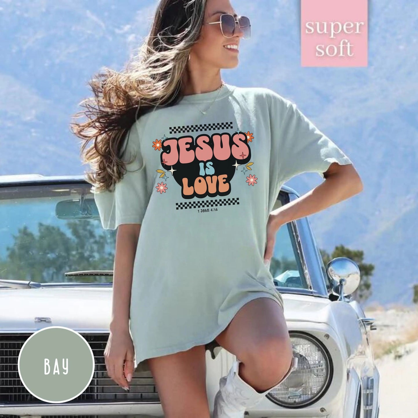 Comfort Colors Jesus is Love Tee, Groovy Jesus Shirt, Vintage Christian Shirt, Christian Aesthetic, Bible Verse Shirt, christian crewneck