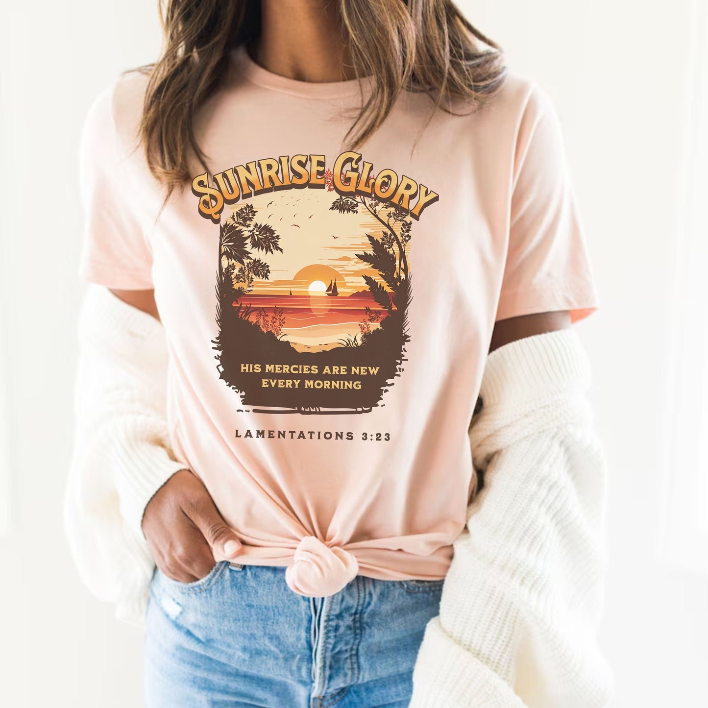 His Mercies Are New, Boho Christian Shirt, Bible Verse Shirt, Trendy Christians T Shirts, cute christian shirt, Faith Based Shirt, Jesus tee