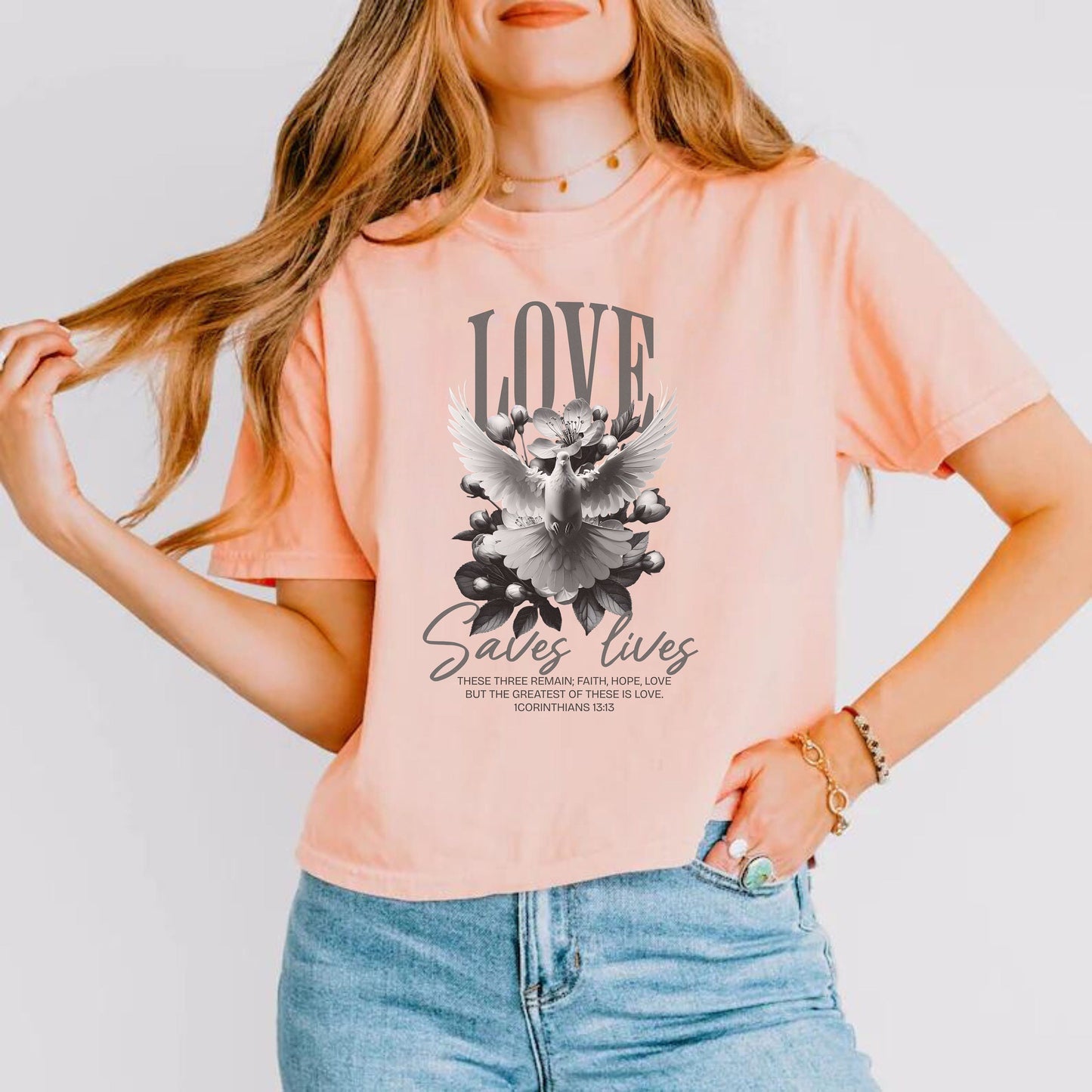 Love Bible Verse Top, Christian Comfort Colors Shirt, Cropped T-Shirt, boxy tee, cropped tee shirt, Cropped Tee, Christian Graphic Tee