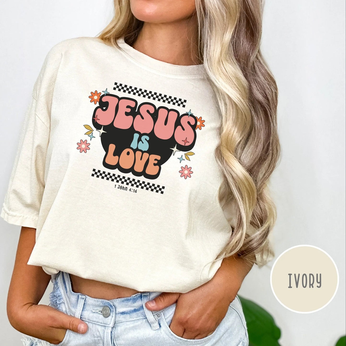 Comfort Colors Jesus is Love Tee, Groovy Jesus Shirt, Vintage Christian Shirt, Christian Aesthetic, Bible Verse Shirt, christian crewneck