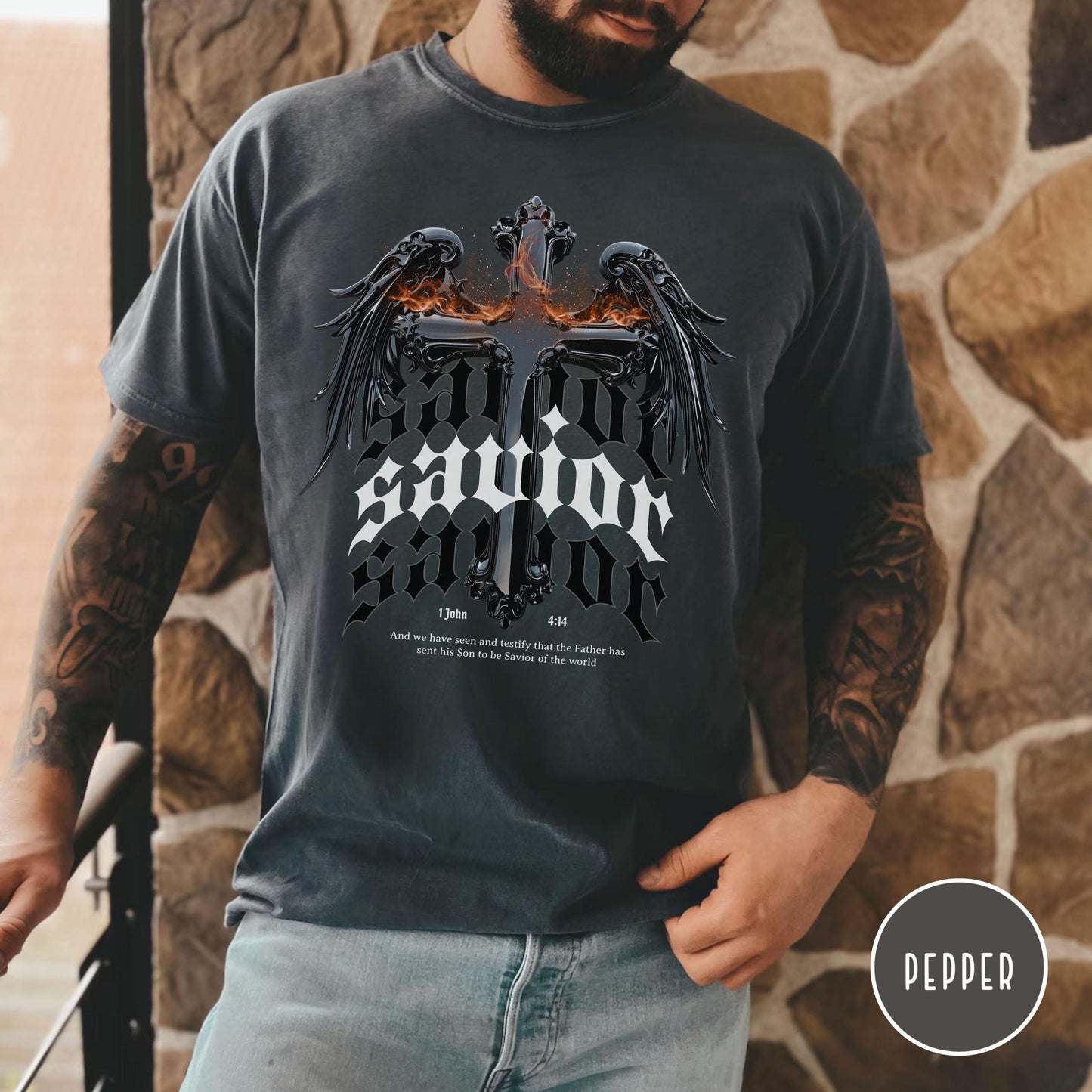 Bible Verse Shirt, Christian Gift for Him, Religious Gift for Dad, religious shirt, Savior T-shirt, Comfort Colors Christian T-Shirt for Men