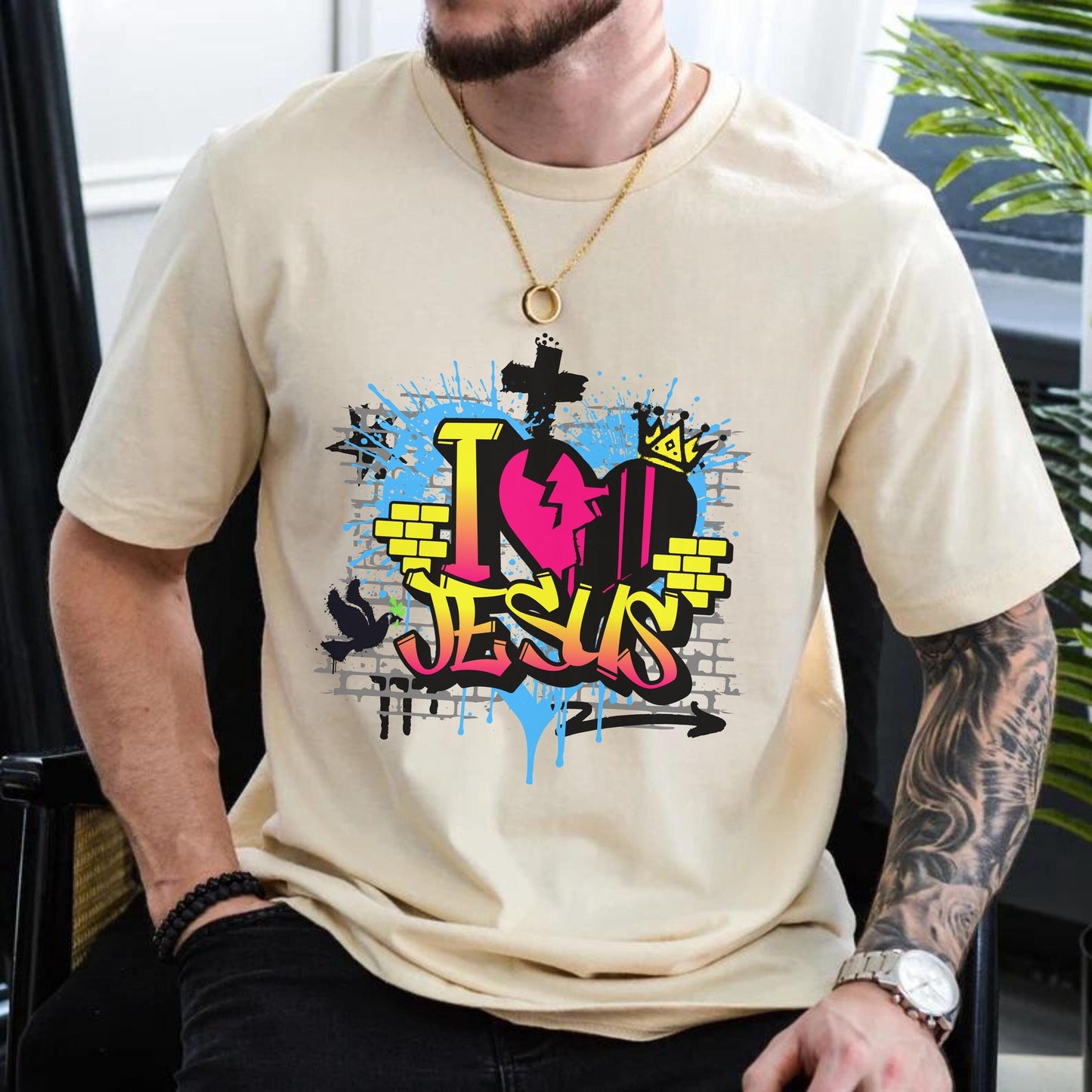 I love Jesus T Shirt, Jesus Saves Shirt, Christian Streetwear, Jesus is King Merch, Jesus graphic tee, Mens Christian Comfort Colors shirt