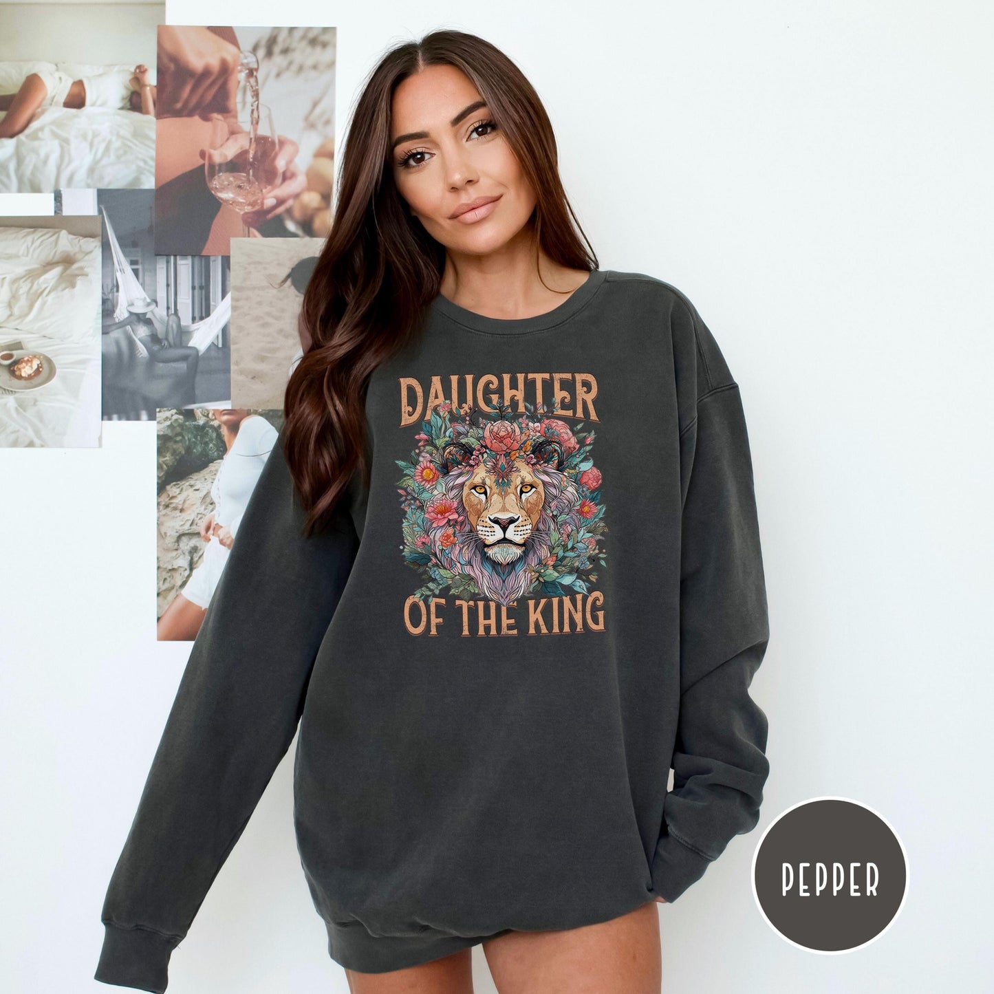 Daughter of the King Sweatshirt, Christian Comfort Colors® Sweatshirt, Trendy Christian apparel, Christian Crewneck, Bible Verse Sweatshirt