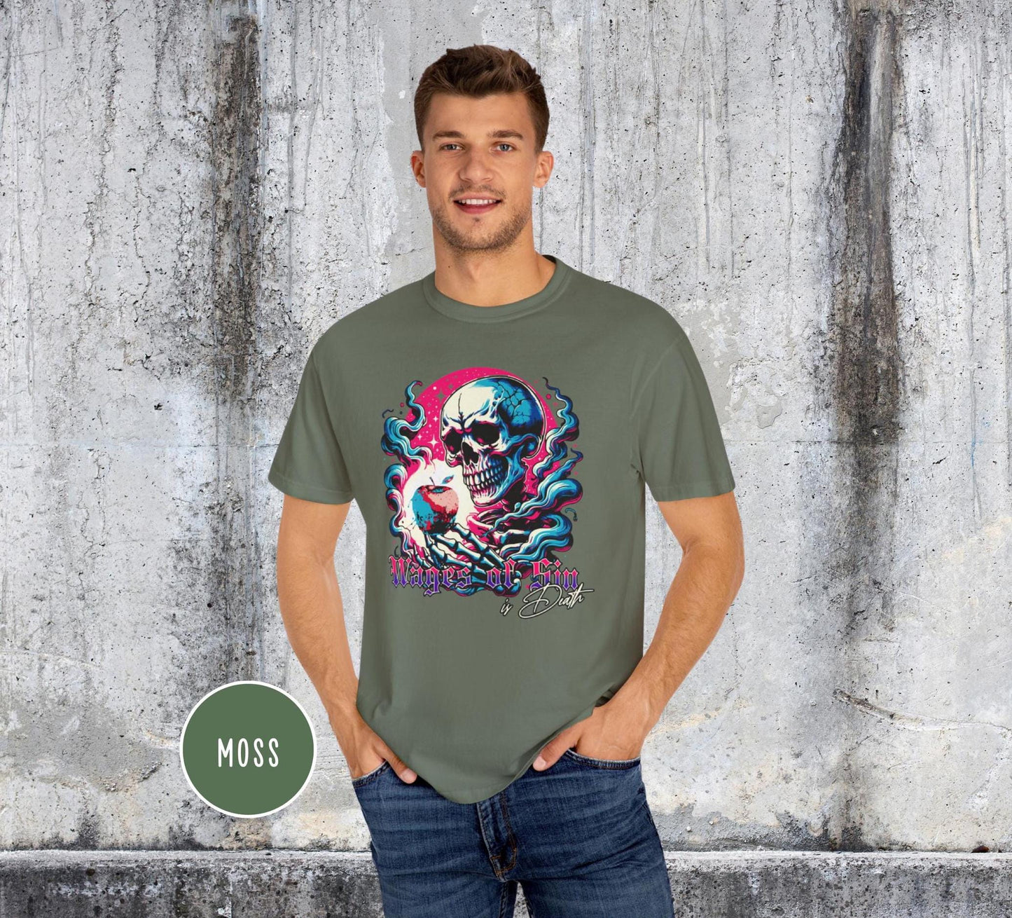 Wages of Sin shirt, Romans 6:23, Mens Christian Comfort Colors shirt, Christian Streetwear, romans scripture shirt, Dry Bones Come Alive