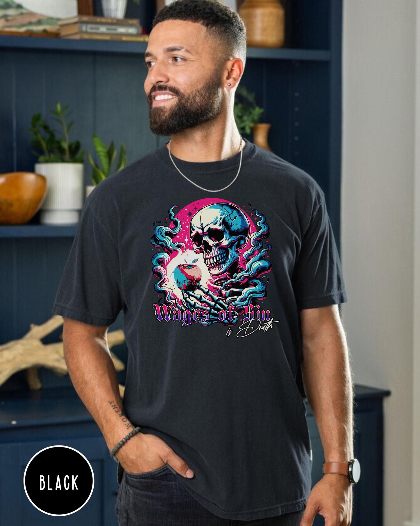 Wages of Sin shirt, Romans 6:23, Mens Christian Comfort Colors shirt, Christian Streetwear, romans scripture shirt, Dry Bones Come Alive