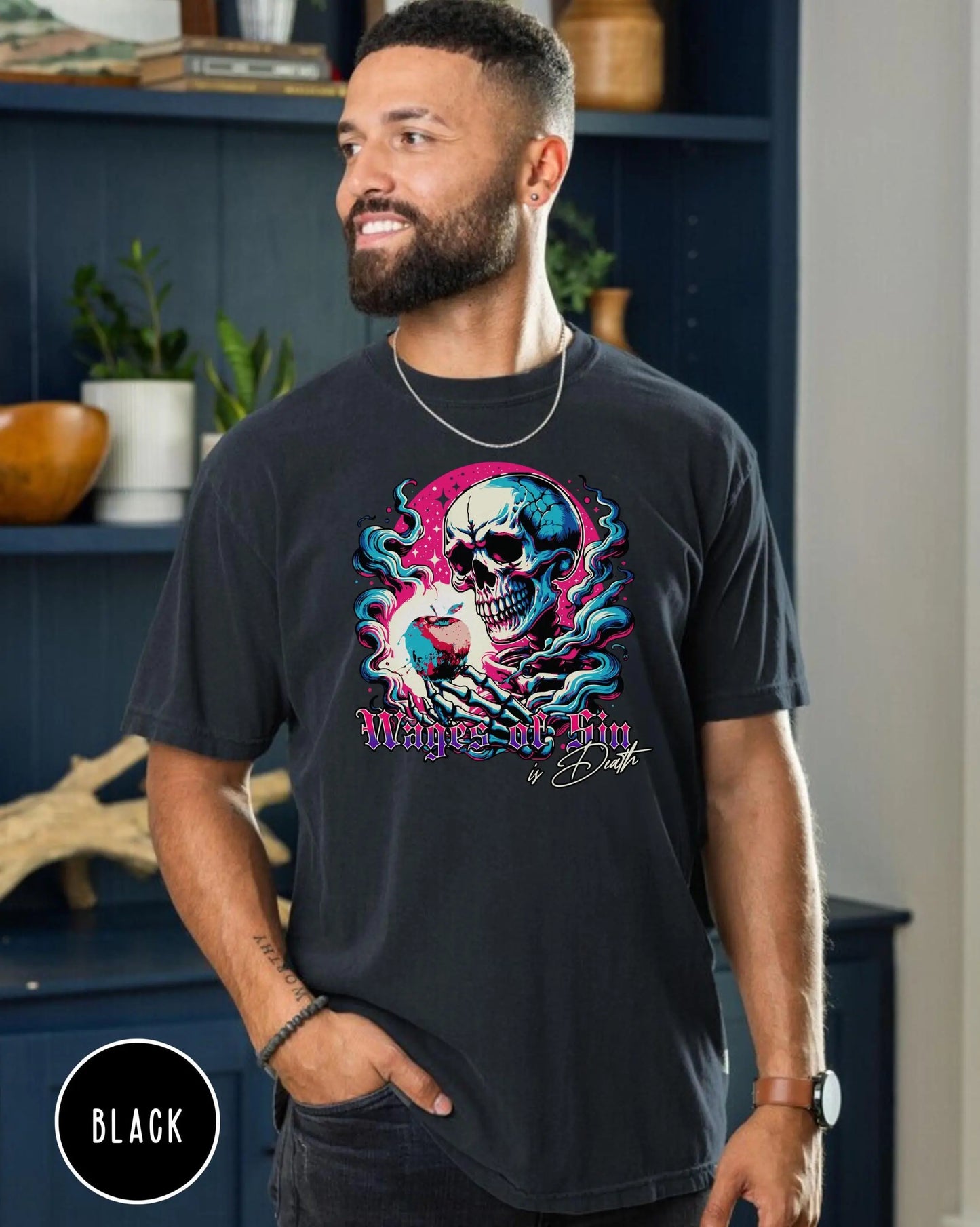 Wages of Sin shirt, Romans 6:23, Mens Christian Comfort Colors shirt, Christian Streetwear, romans scripture shirt, Dry Bones Come Alive