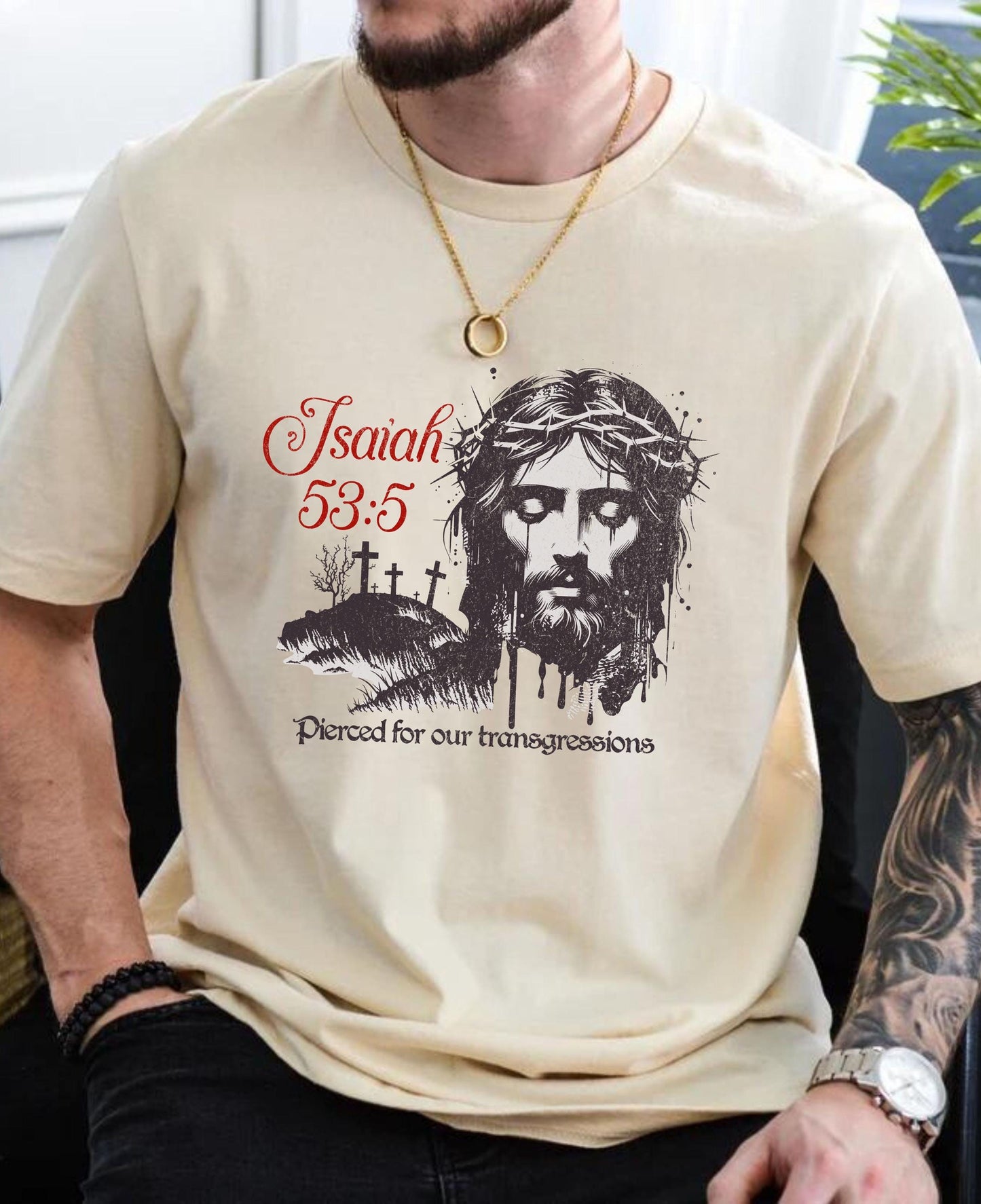 Isaiah 53 Shirt, Mens Christian Comfort Colors Shirt, faith based t-shirt, Aesthetic Christian, Christian Gifts For Him, religious dad gift