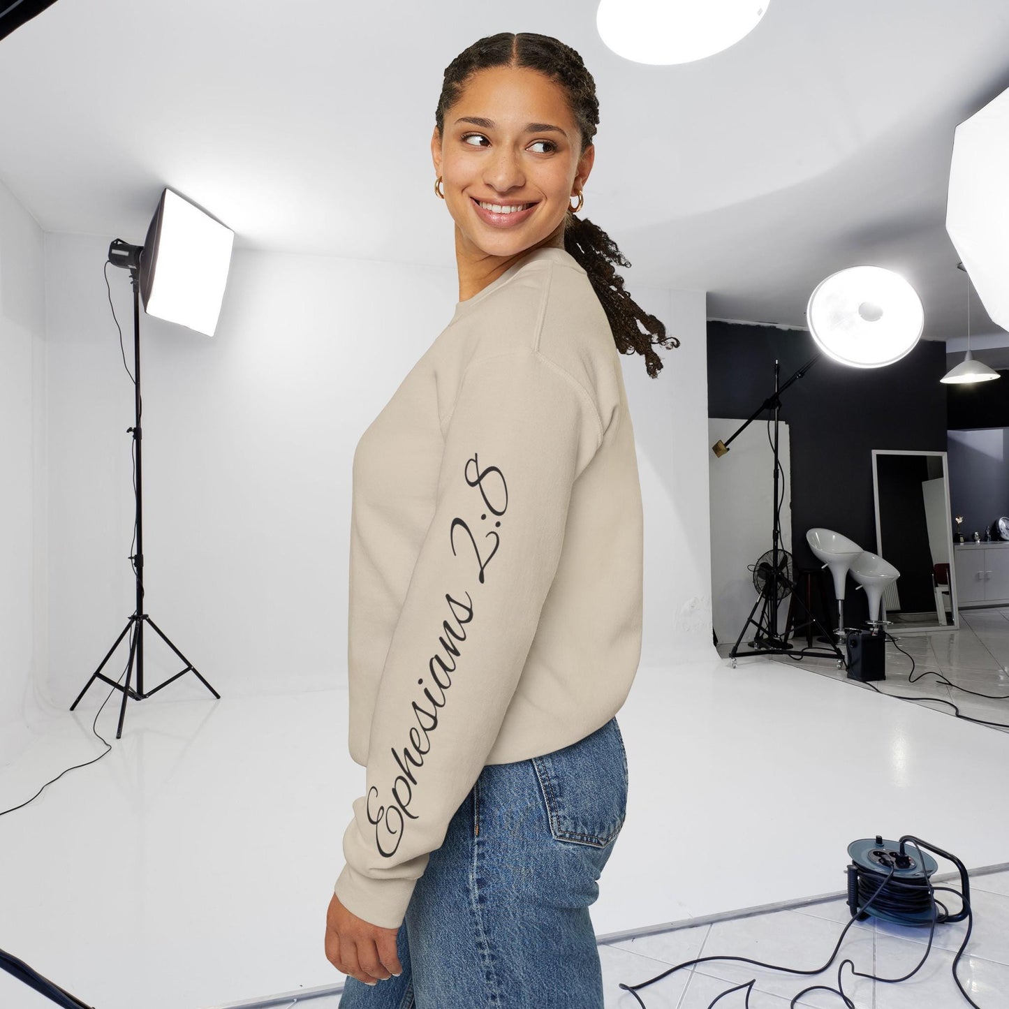 Saved by Grace sweatshirt, Ephesians 2:8, Christian Sleeve Sweatshirt, Faith hoodie, Christian Christmas gift, Womens Christian Sweatshirt