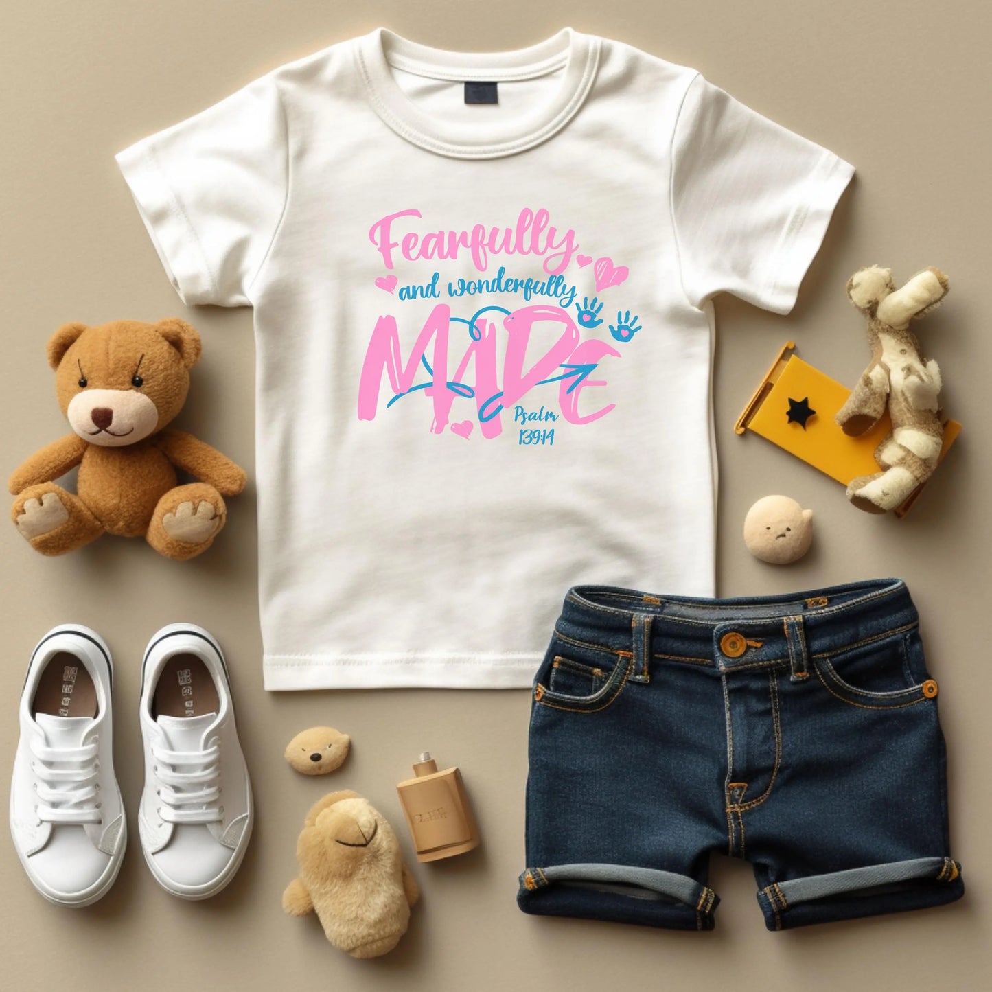 Fearfully and Wonderfully Made Tee, Christian Kids Shirt, Bible Verse Shirt, Christian Youth gift, Kids Christian Tee, kids Jesus Tshirt