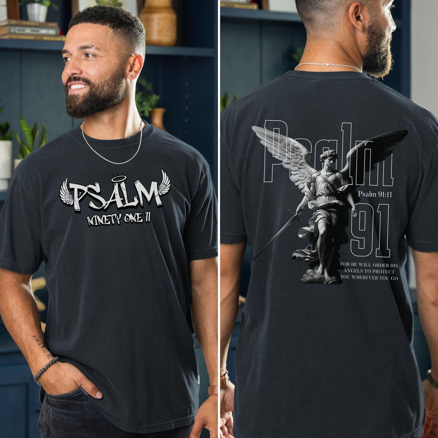 Psalm 91 shirt, Mens Christian Shirt, Bible Verse Shirt for Him, Religious Faith-Based Gift, Christian Apparel, religious apparel