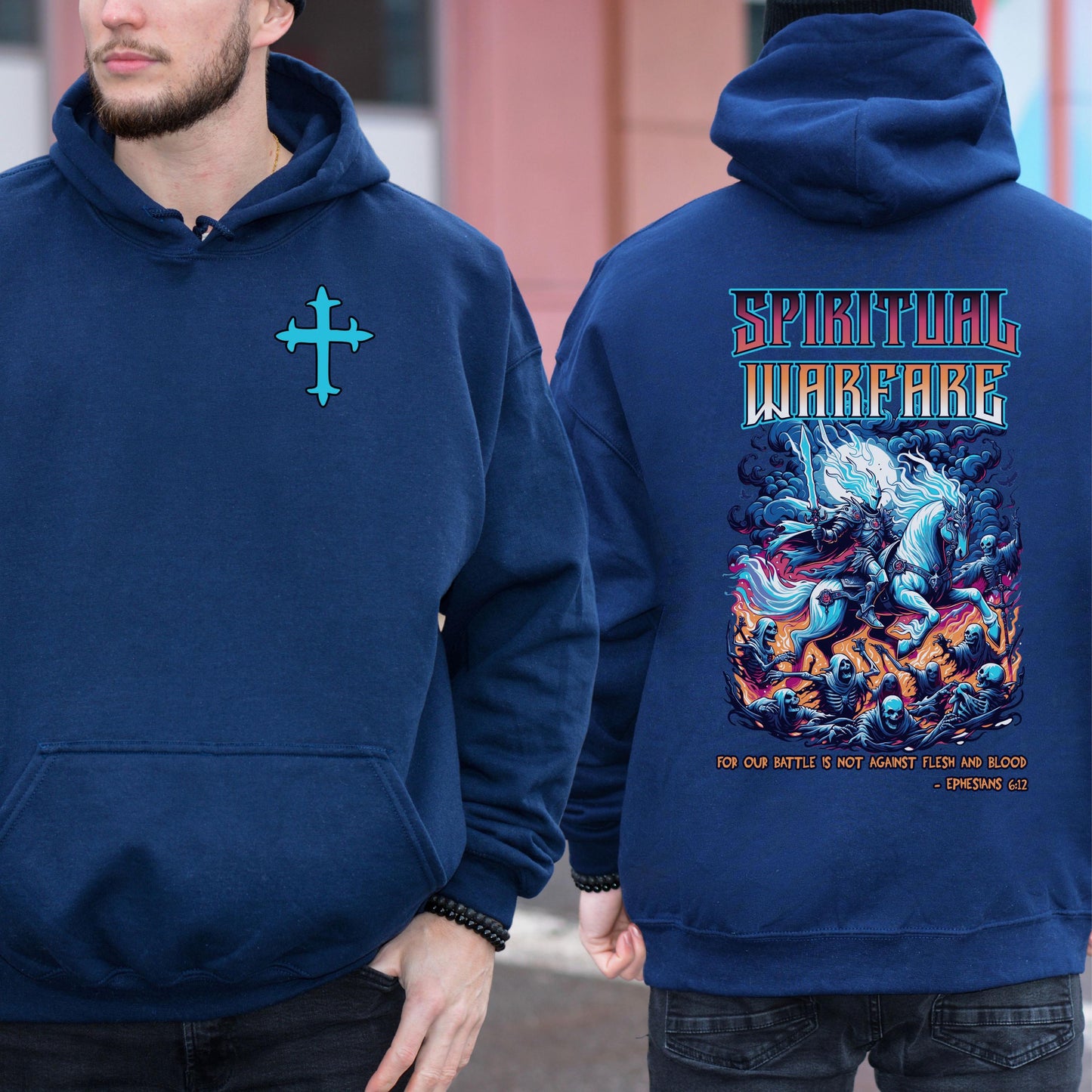 Spiritual Warfare Hoodie, Men's Christian Hoodie, Bible Verse Hoodie, Christian Streetwear, Jesus Hoodie, Christian Sweatshirt, Faith Hoodie