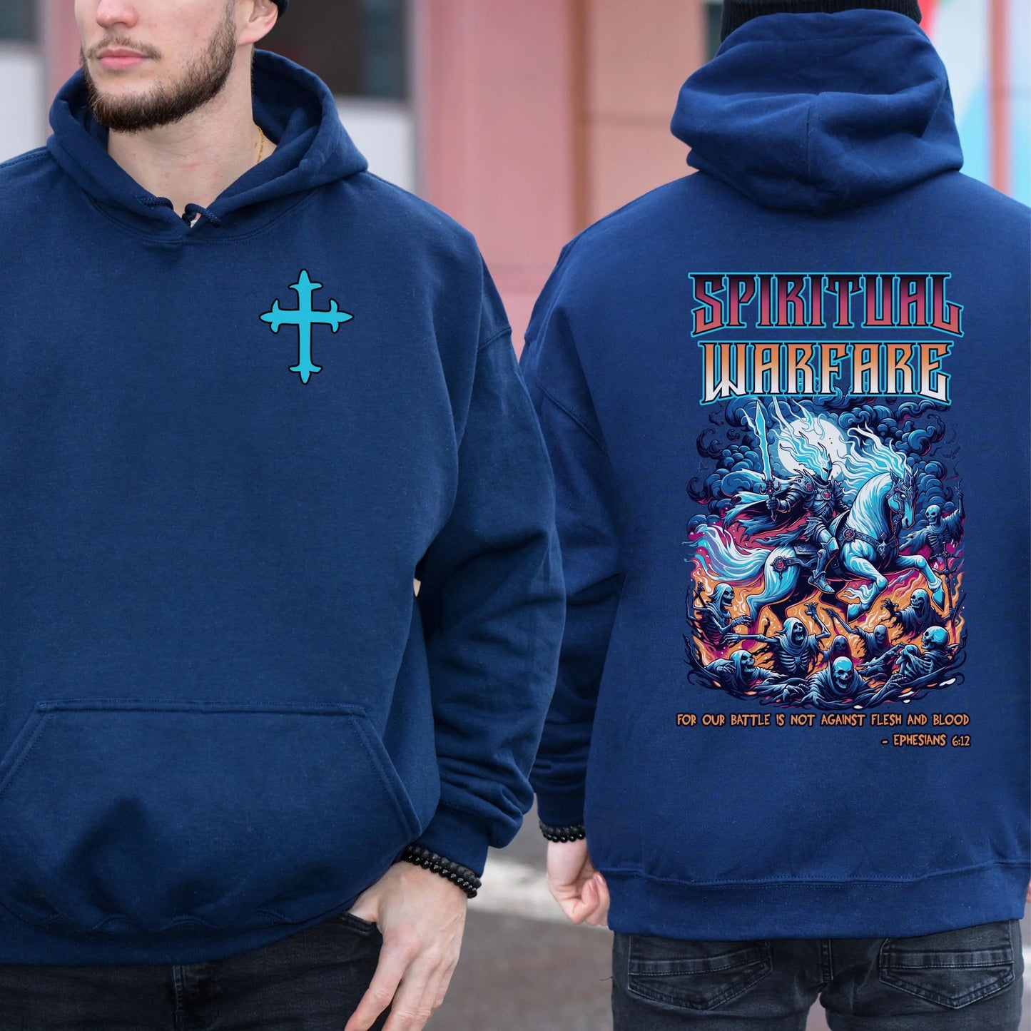 Spiritual Warfare Hoodie, Men's Christian Hoodie, Bible Verse Hoodie, Christian Streetwear, Jesus Hoodie, Christian Sweatshirt, Faith Hoodie