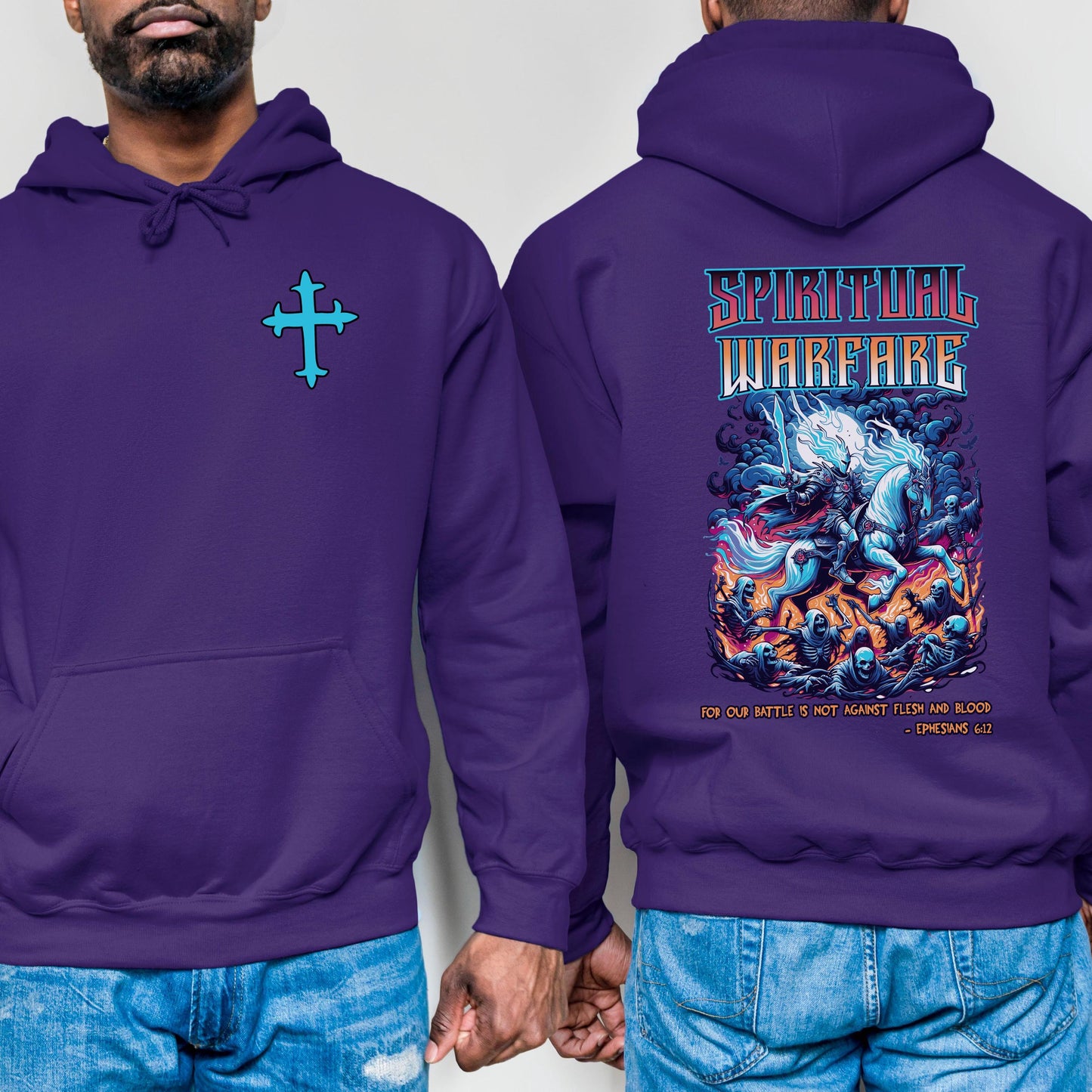 Spiritual Warfare Hoodie, Men's Christian Hoodie, Bible Verse Hoodie, Christian Streetwear, Jesus Hoodie, Christian Sweatshirt, Faith Hoodie