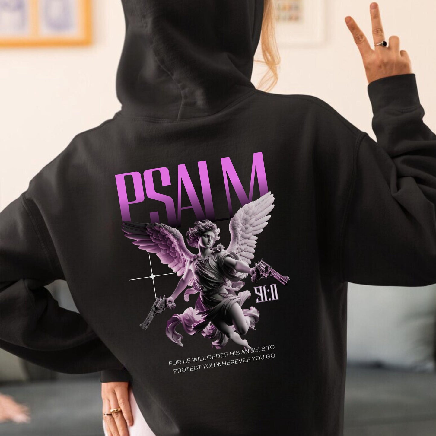 Psalm Angel Hoodie, Psalm 91 shirt, Women's Christian Sweatshirt, Religious Gifts for women, Bible Verse Shirt, Worship Hoodie, Jesus Hoodie