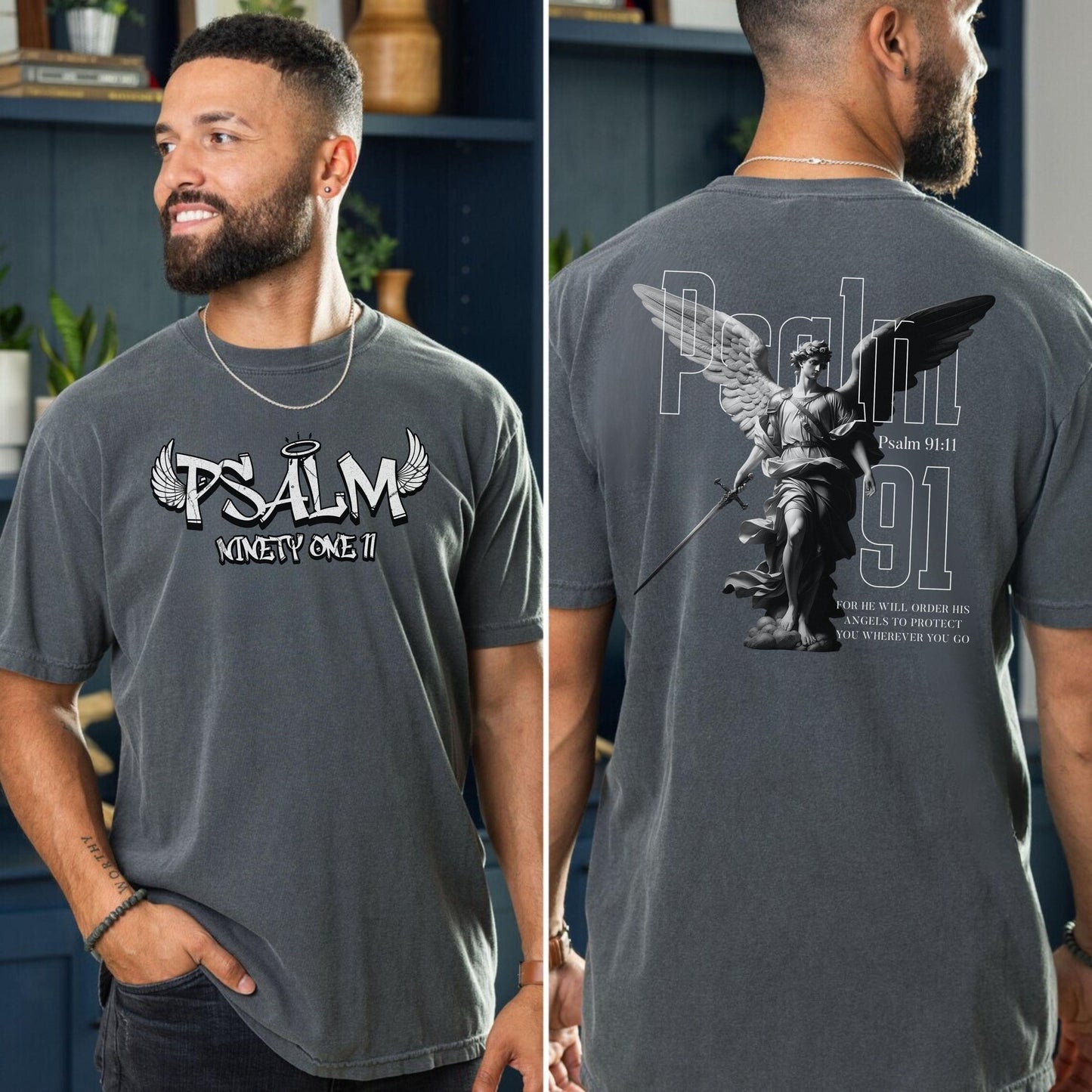 Psalm 91 shirt, Mens Christian Shirt, Bible Verse Shirt for Him, Religious Faith-Based Gift, Christian Apparel, religious apparel
