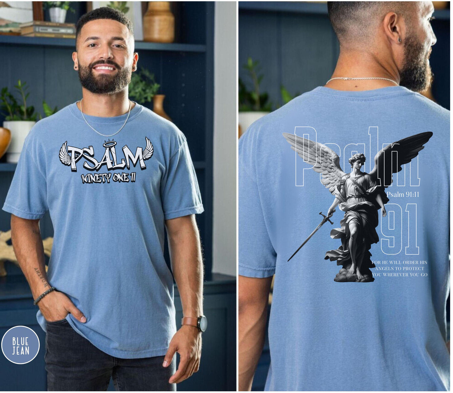 Psalm 91 shirt, Mens Christian Shirt, Bible Verse Shirt for Him, Religious Faith-Based Gift, Christian Apparel, religious apparel