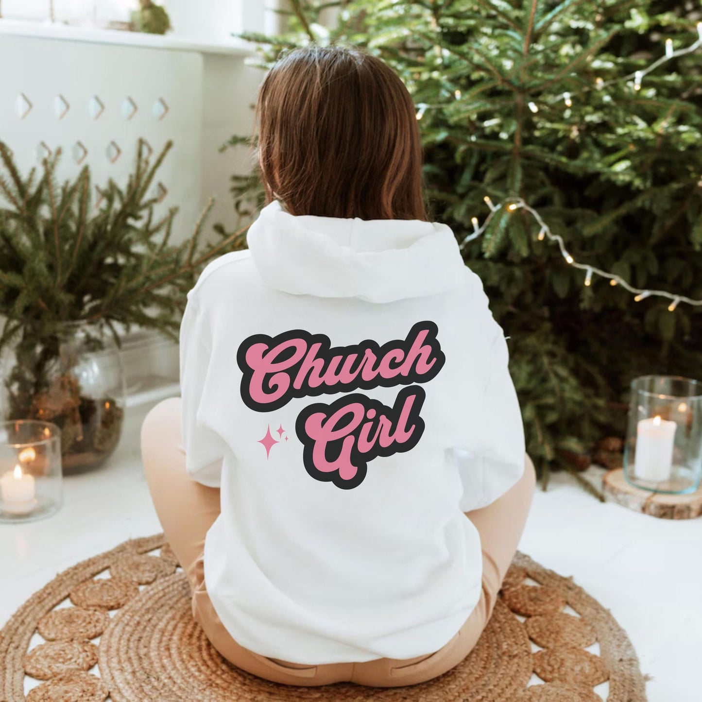 Church Girl Hoodie, Trendy Christian Hoodie, Church Merch, Words on Back Bible Verse Hoodie, Baptism gift, Aesthetic Women's Faith Apparel
