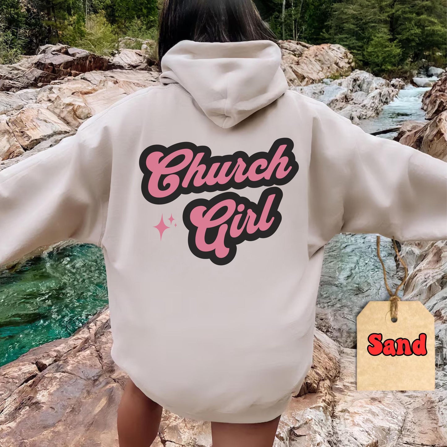 Church Girl Hoodie, Trendy Christian Hoodie, Church Merch, Words on Back Bible Verse Hoodie, Baptism gift, Aesthetic Women's Faith Apparel