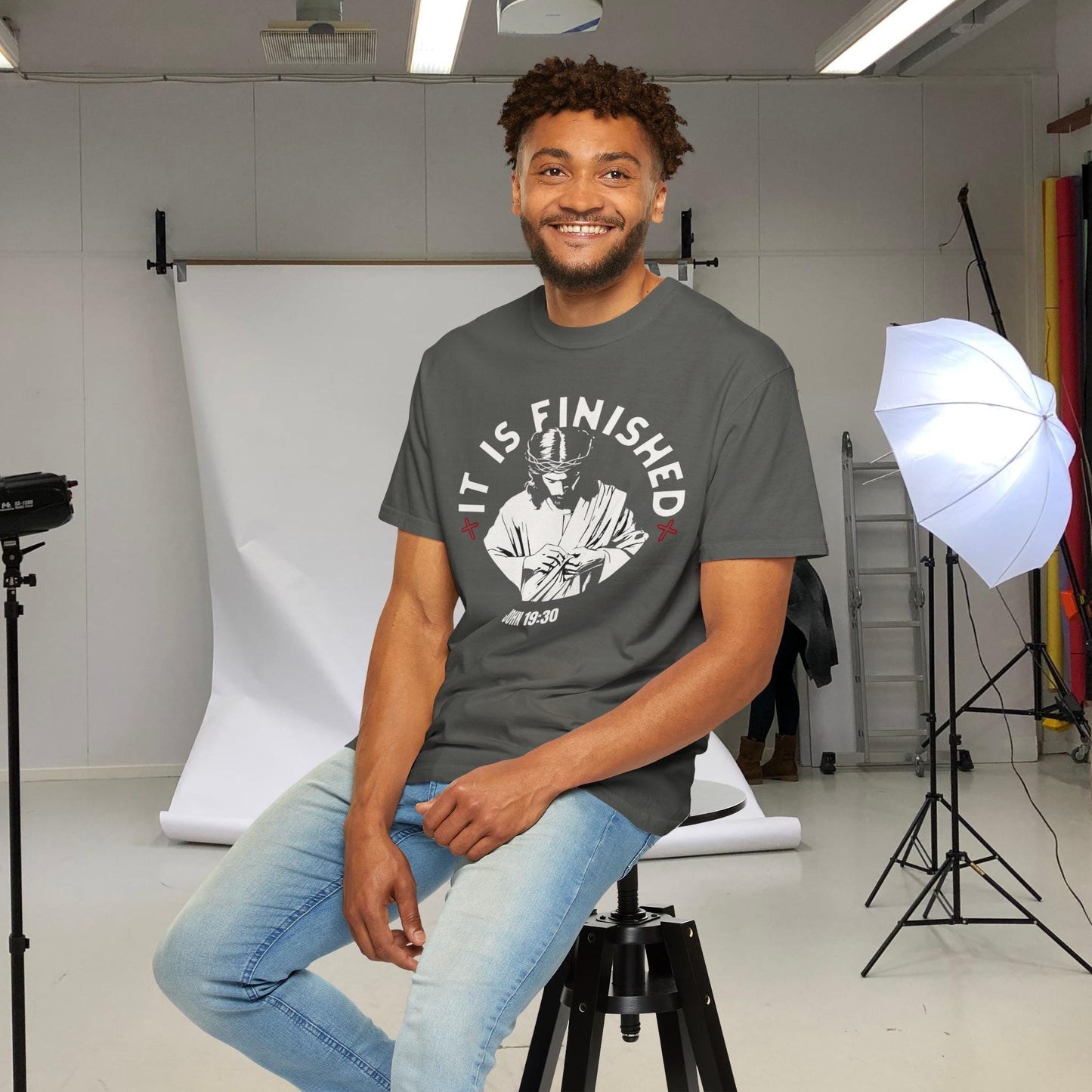 Mens christian comfort colors tshirt, Jesus T-shirt, Christian Gifts For Him, Christian Shirts for Men, Jesus Tee, It is finished verse tee