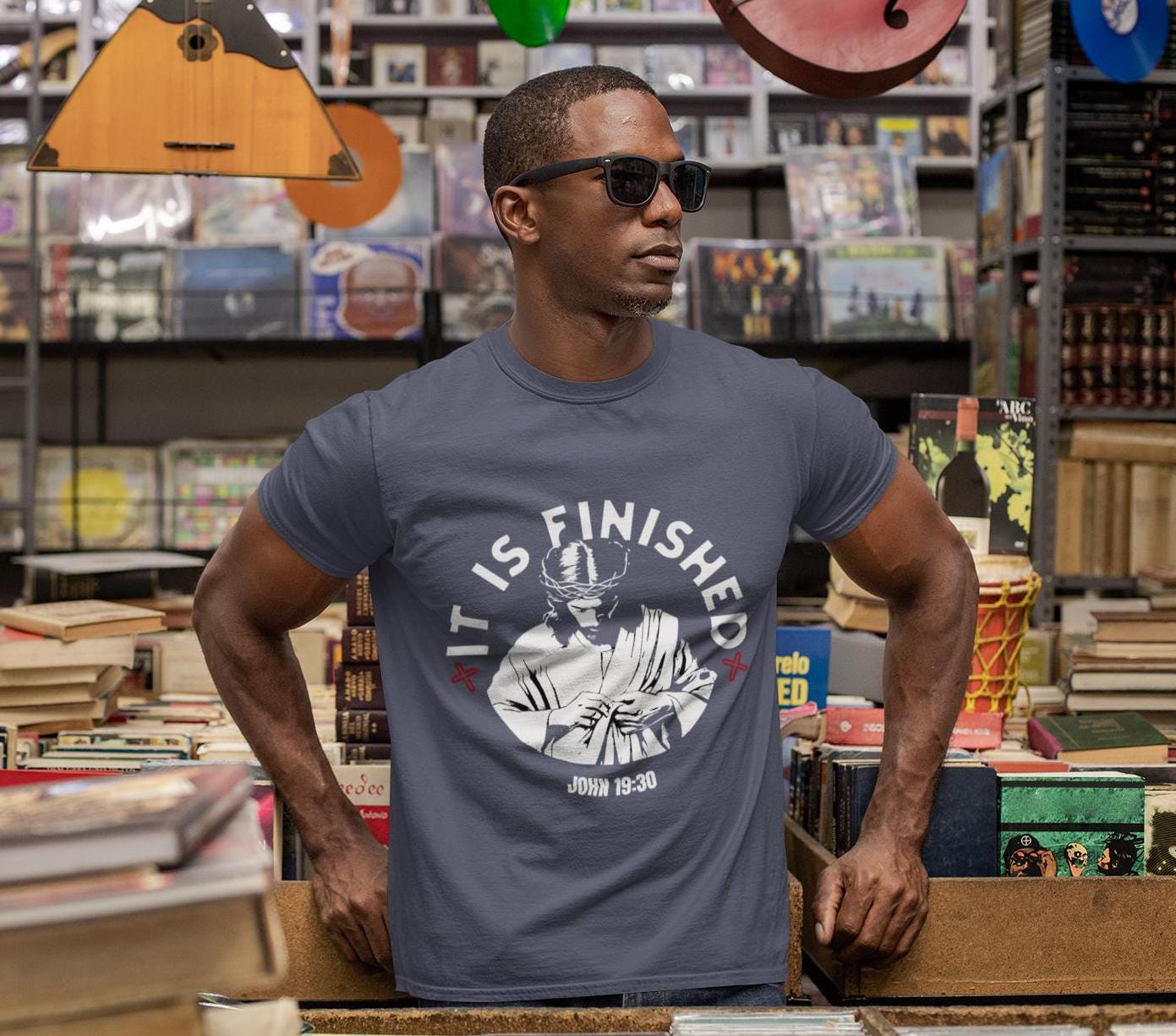 Mens christian comfort colors tshirt, Jesus T-shirt, Christian Gifts For Him, Christian Shirts for Men, Jesus Tee, It is finished verse tee