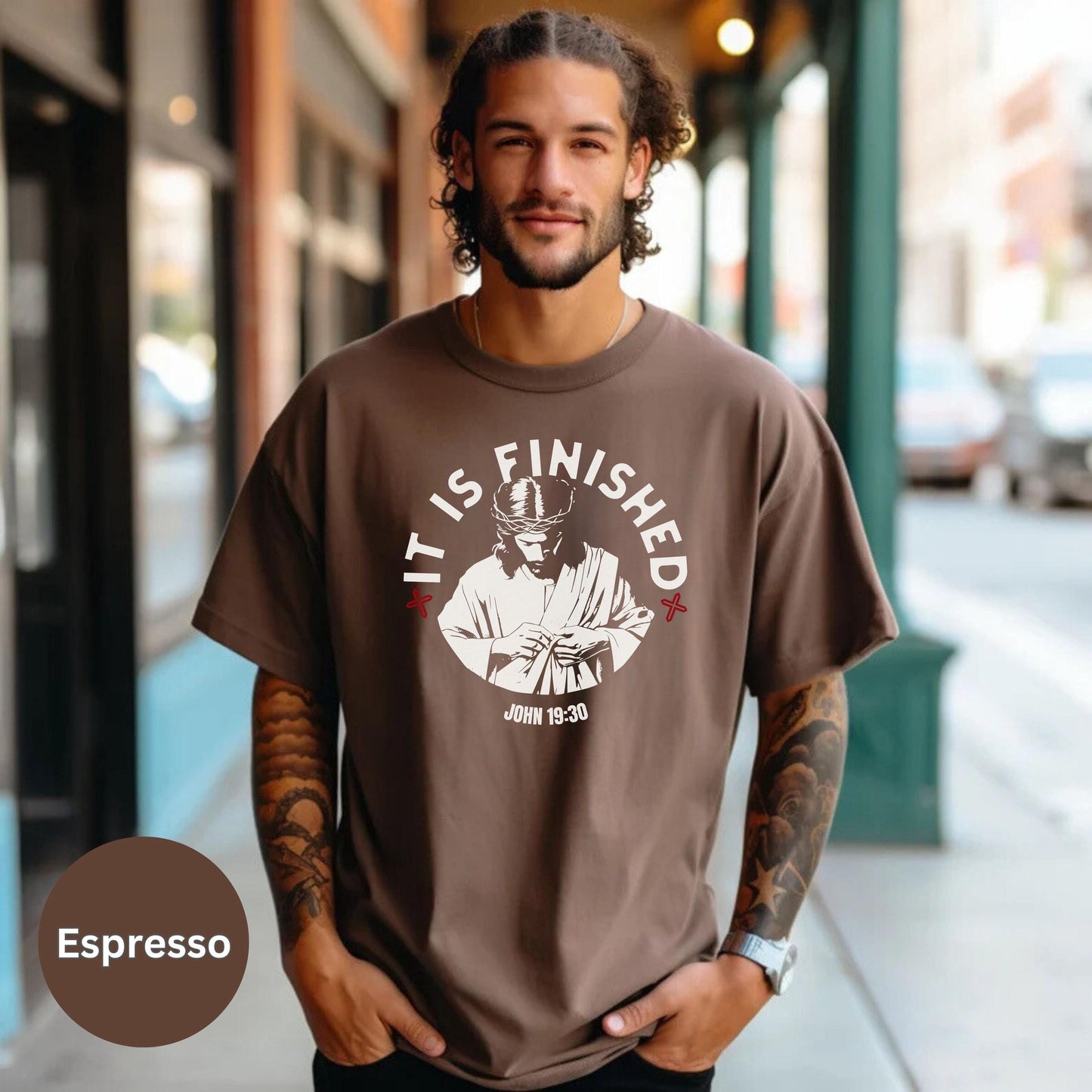 Mens christian comfort colors tshirt, Jesus T-shirt, Christian Gifts For Him, Christian Shirts for Men, Jesus Tee, It is finished verse tee