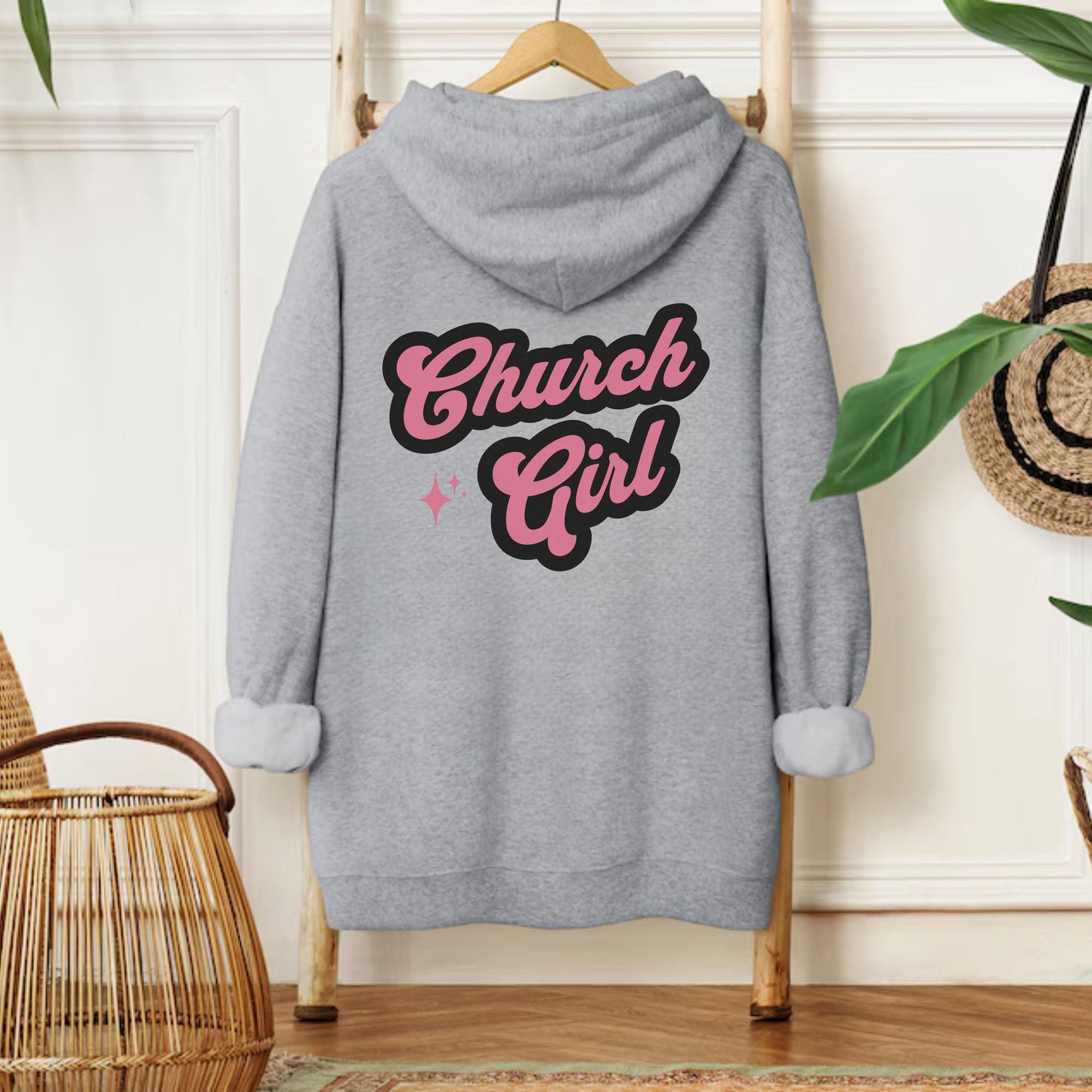 Church Girl Hoodie, Trendy Christian Hoodie, Church Merch, Words on Back Bible Verse Hoodie, Baptism gift, Aesthetic Women's Faith Apparel
