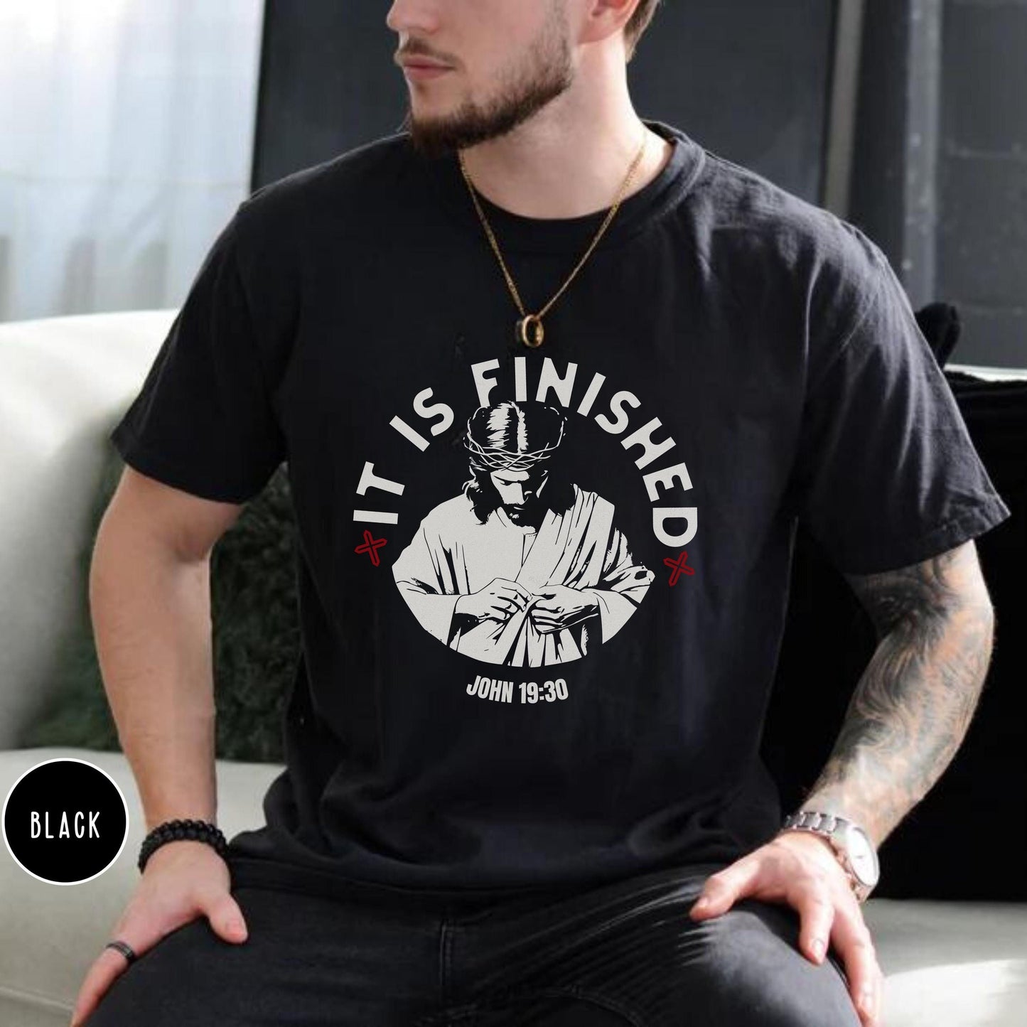 Mens christian comfort colors tshirt, Jesus T-shirt, Christian Gifts For Him, Christian Shirts for Men, Jesus Tee, It is finished verse tee