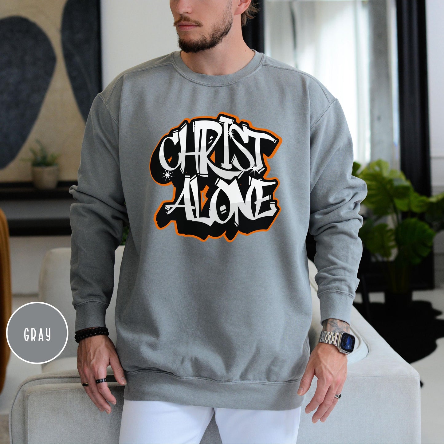 Christian Graffiti Sweatshirt, Christ Alone Clothing, Faithful Crewneck Pullover, Christian Merch, Mens Christian Streetwear, Faith Gear