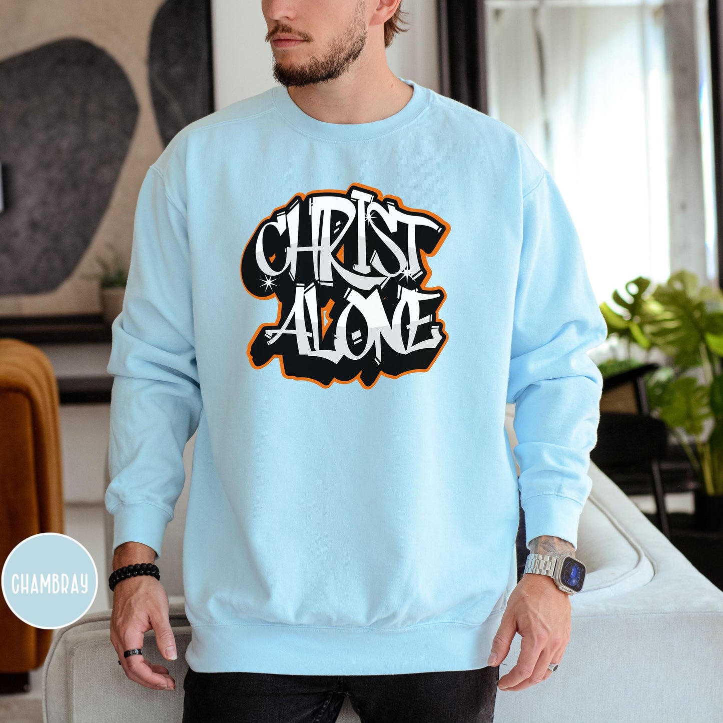 Christian Graffiti Sweatshirt, Christ Alone Clothing, Faithful Crewneck Pullover, Christian Merch, Mens Christian Streetwear, Faith Gear