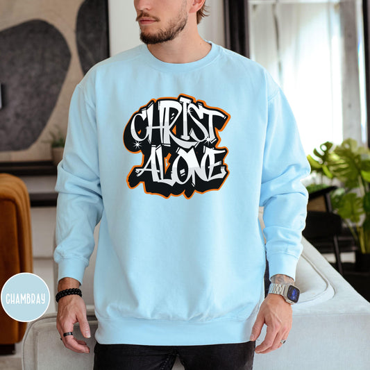 Christian Graffiti Sweatshirt, Christ Alone Clothing, Faithful Crewneck Pullover, Christian Merch, Mens Christian Streetwear, Faith Gear