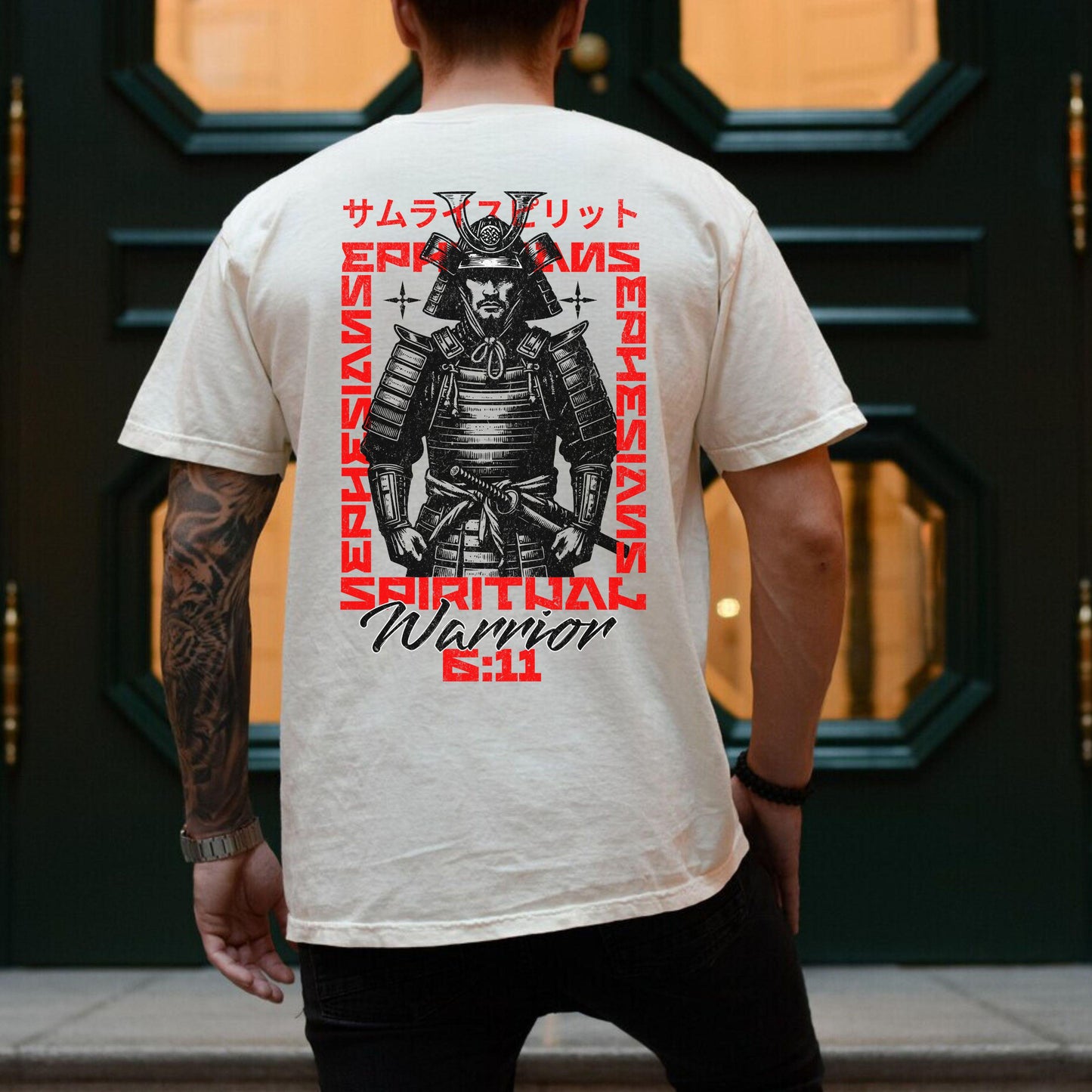 Ephesians 6:11 Samurai Mens T-shirt, Mens Church Tee, Bible Scripture Shirt, Men's Samurai Shirt, Religious Apparel, Christian Dad Gift