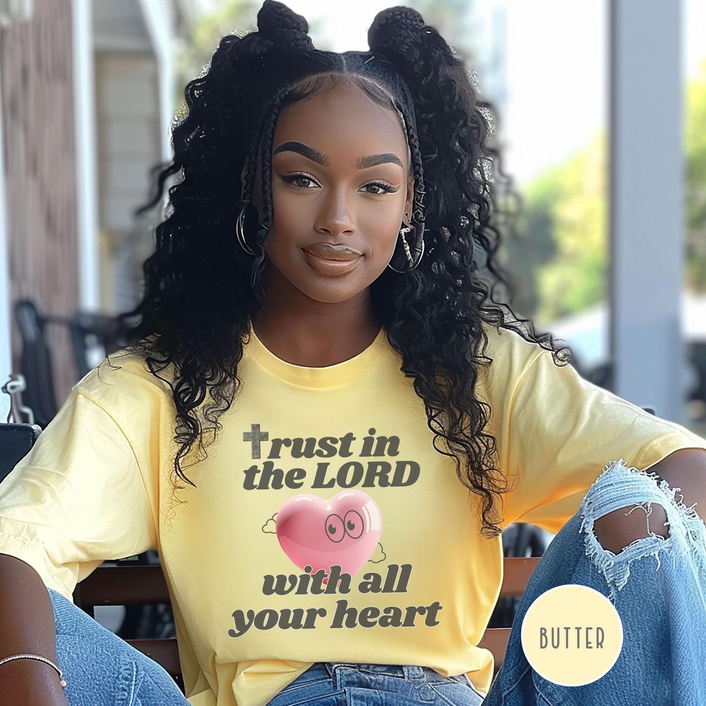Trust in the Lord Tee, Comfort Colors Christian Shirt, Bible Verse Shirt, Faith-Inspired T-Shirt, Cute Christian Apparel, Heart Design Shirt