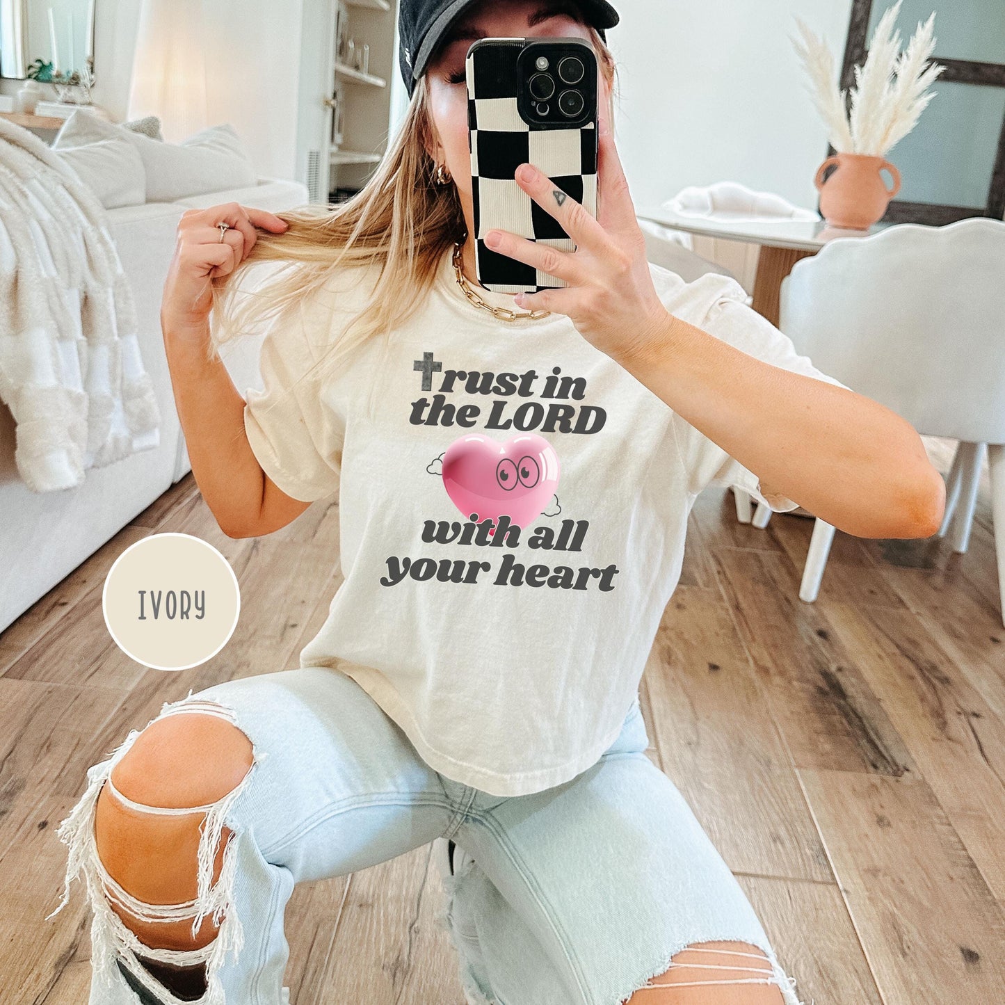 Trust in the Lord Tee, Comfort Colors Christian Shirt, Bible Verse Shirt, Faith-Inspired T-Shirt, Cute Christian Apparel, Heart Design Shirt