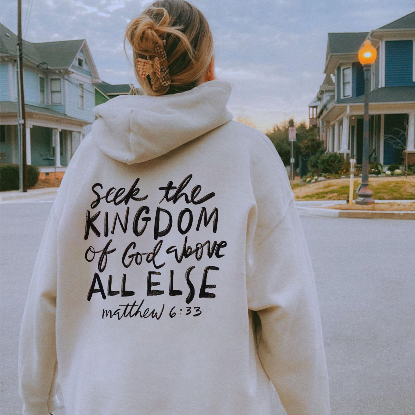 Seek the Kingdom Women's Christian Hoodie, Women's Christian Sweatshirt, Christian Gift, Church Hoodie, Bible Verse Sweatshirt, Faith Hoodie