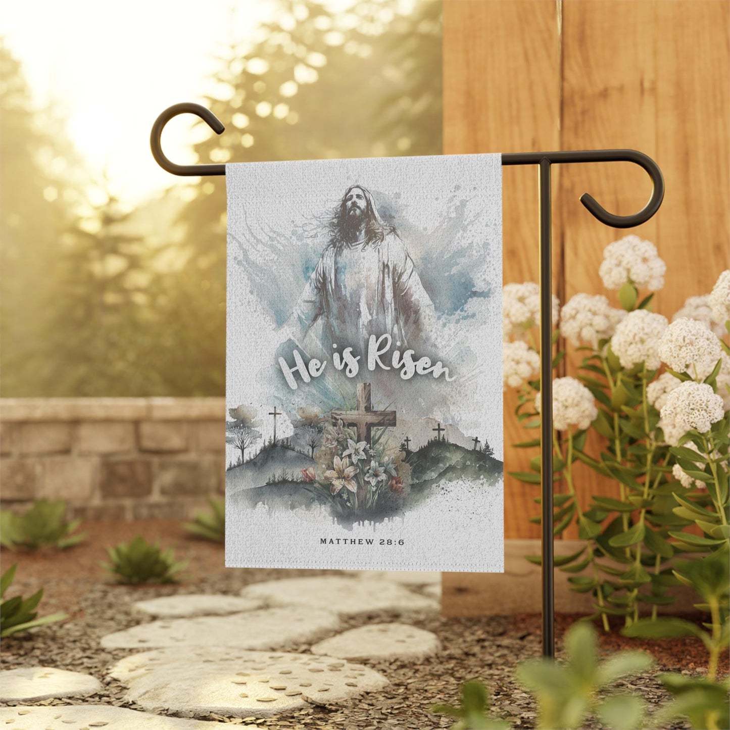 He is Risen Jesus Yard Sign, He is Risen Easter Banner, Religious Easter Decor, Jesus Garden Banner, Christian Easter Garden Flag,
