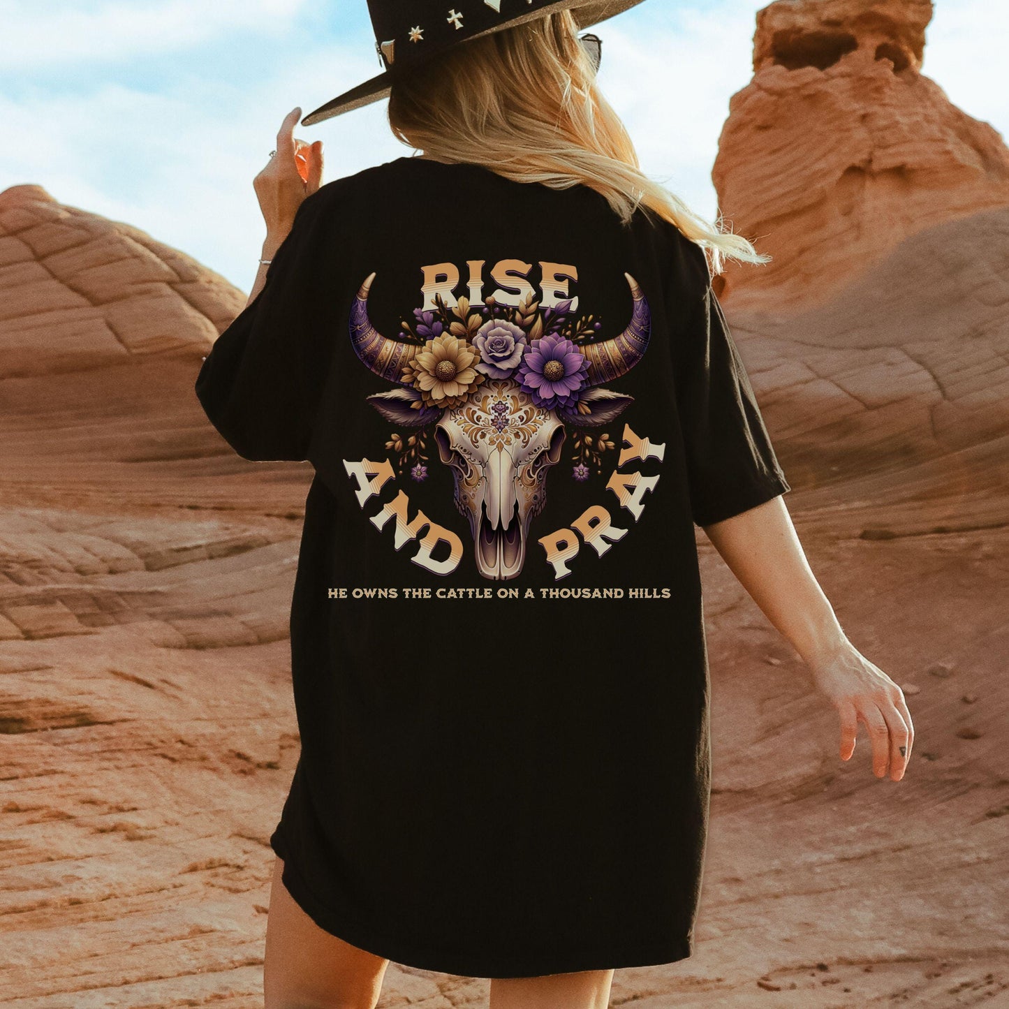 Christian Country shirt, Boho Cow Skull Shirt, Western Graphic Tee, Bull Skull Shirt, Cowgirl Tshirt, Country Shirt, Cowgirl tee, Small town