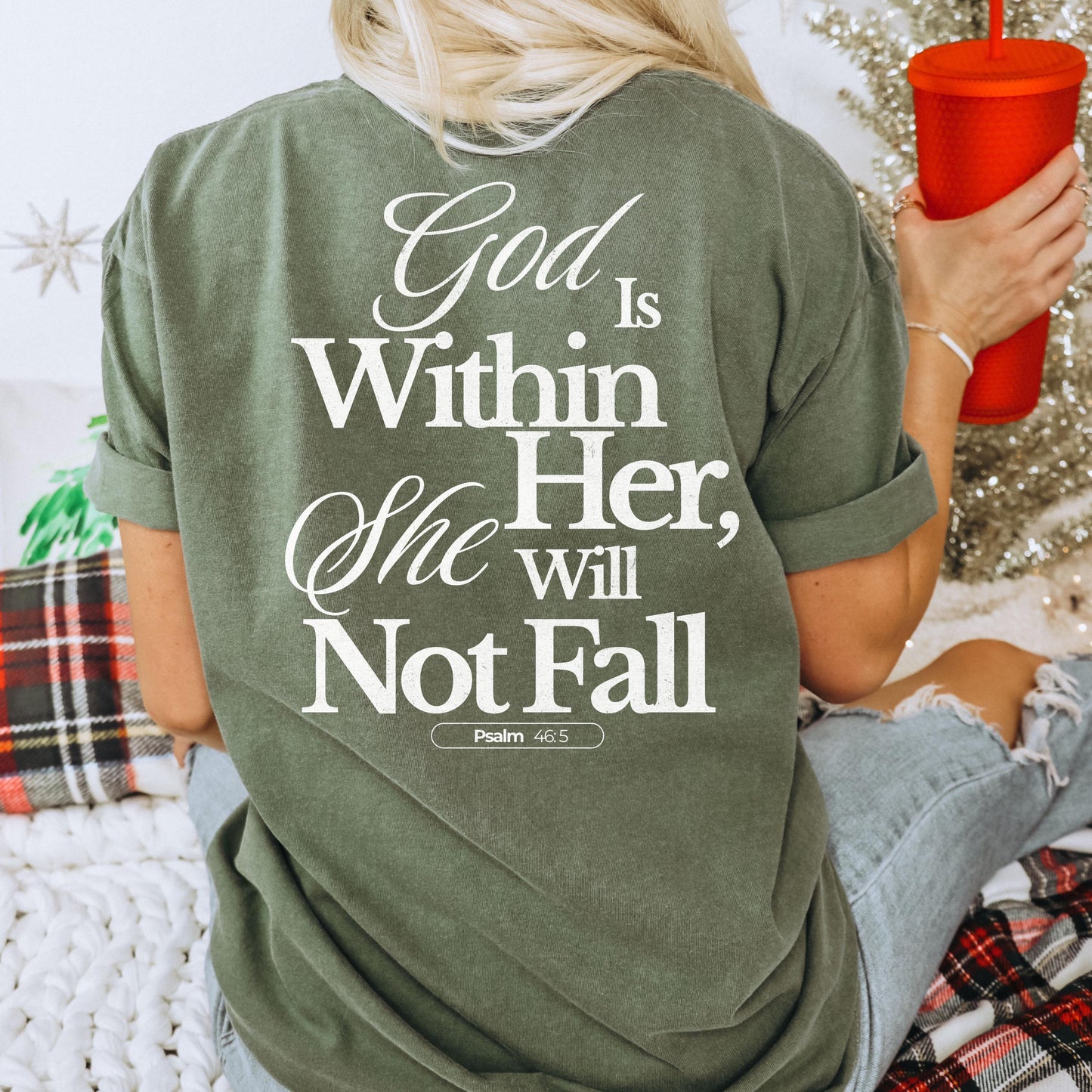 God is Within Her Womens Christian T-Shirt, Psalm 46:5 , Religious Faith Apparel, Christian Gift, church shirt, faith tee, church merch