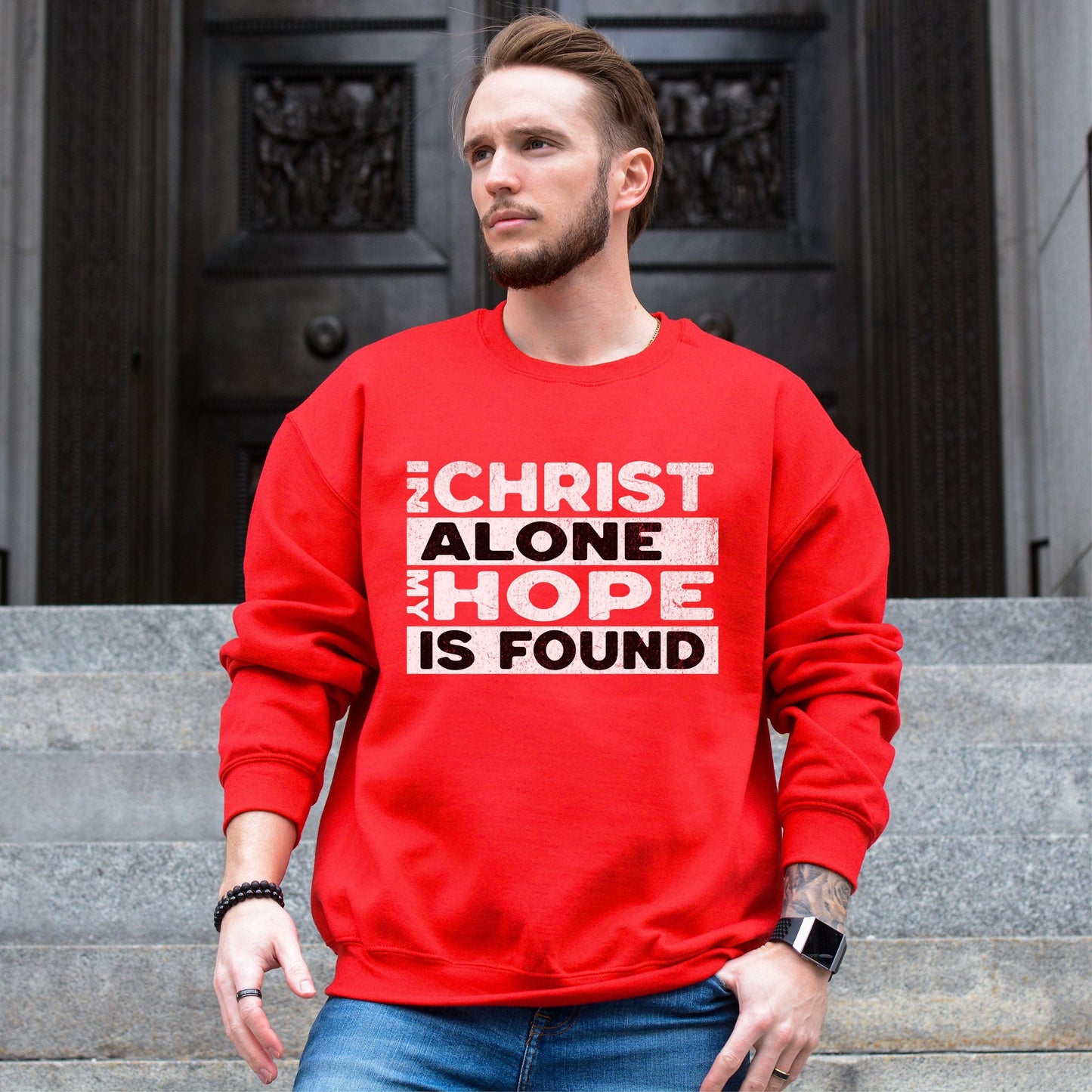 in christ alone sweatshirt, mens christian clothing, Trendy Christian Faith Sweatshirt, Bible Quotes Hoodie, Bible verse sweatshirt